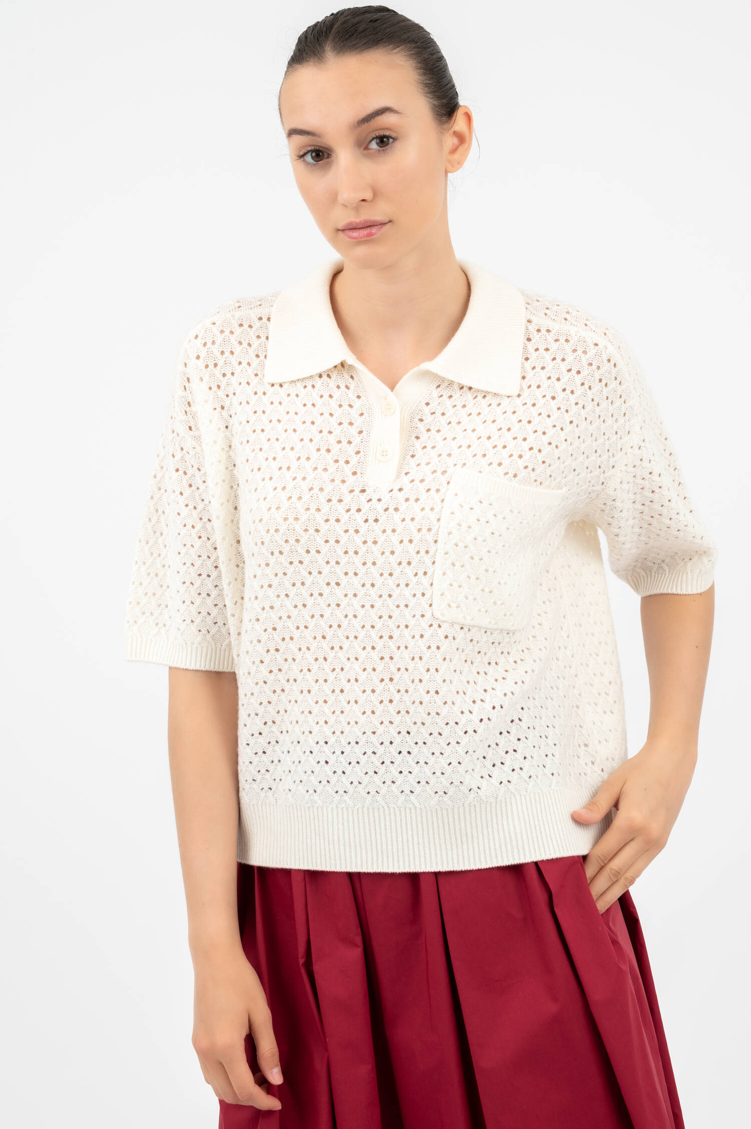 Strick-Shirt in Weiß