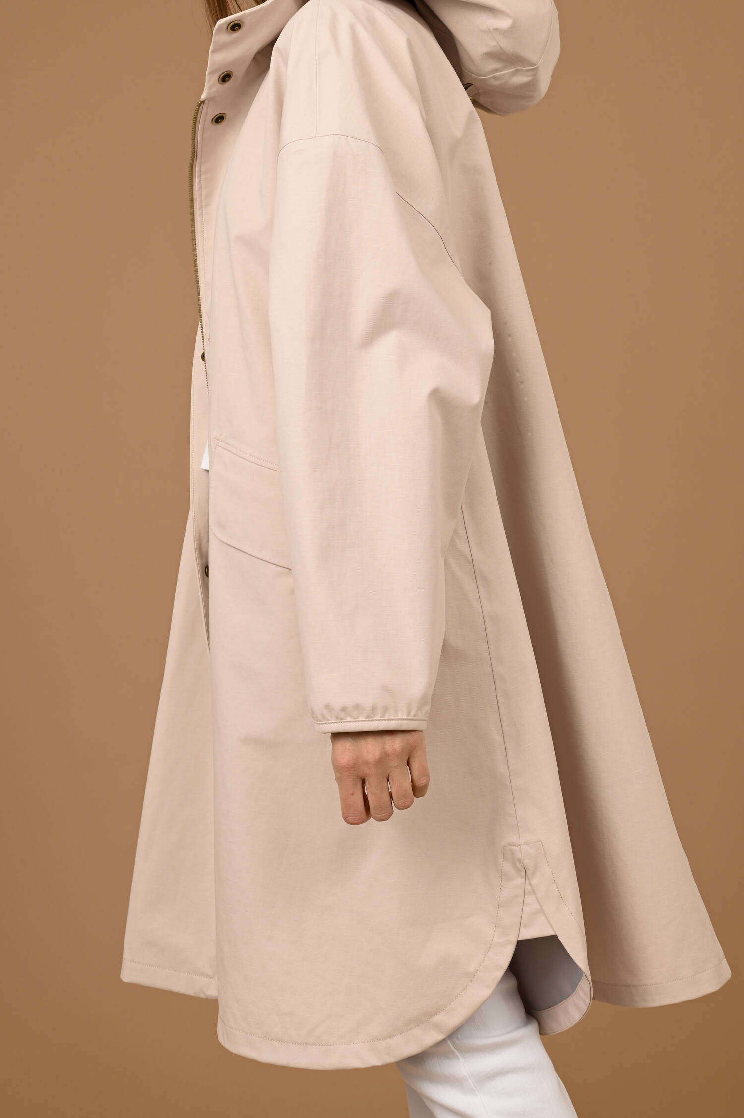 Kapuzenmantel NORA in Pastellaprikot