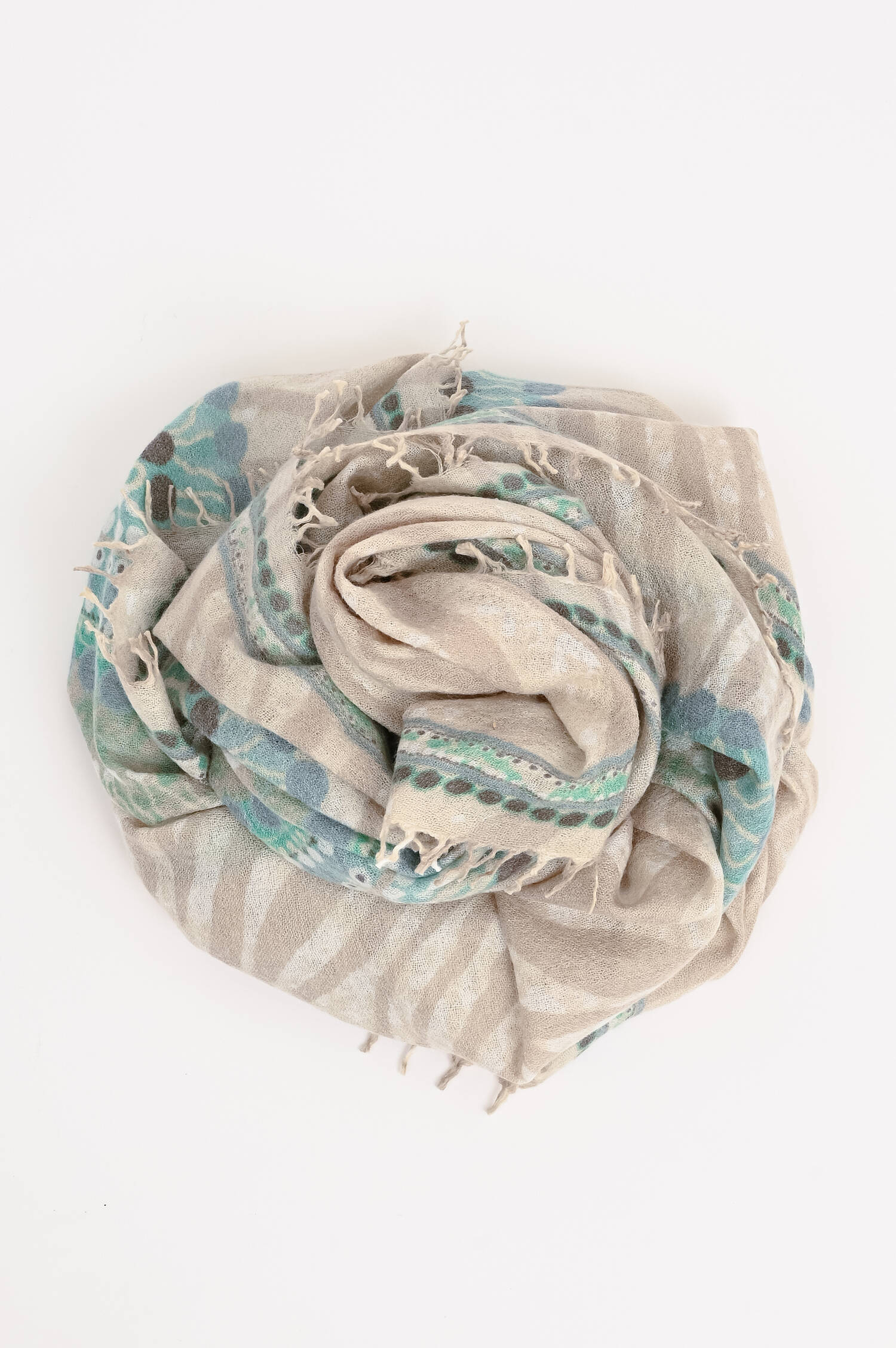 Cashmere-Schal in Blau/Beige gemustert Cashmere-Schal in Blau/Beige gemustert