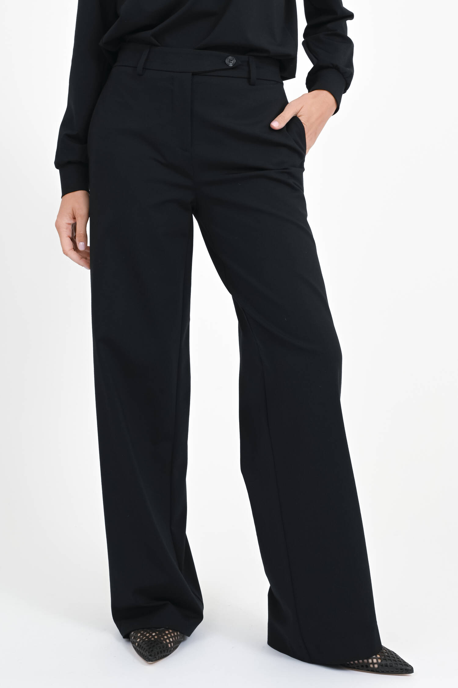 Hose aus Viskose-Mix in Schwarz