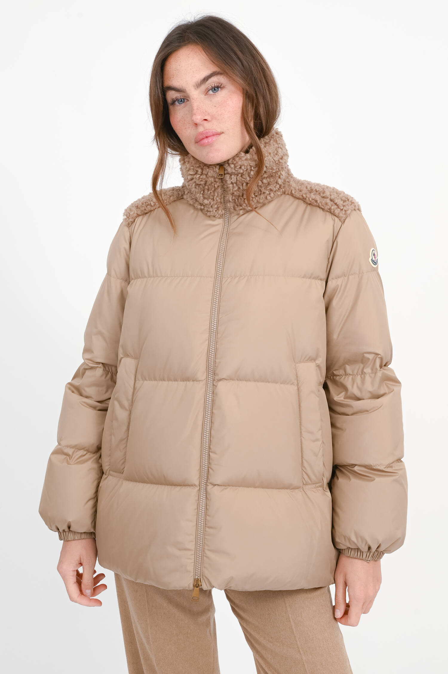 Daunenjacke ESNAIE mit Teddyfleece in Beige