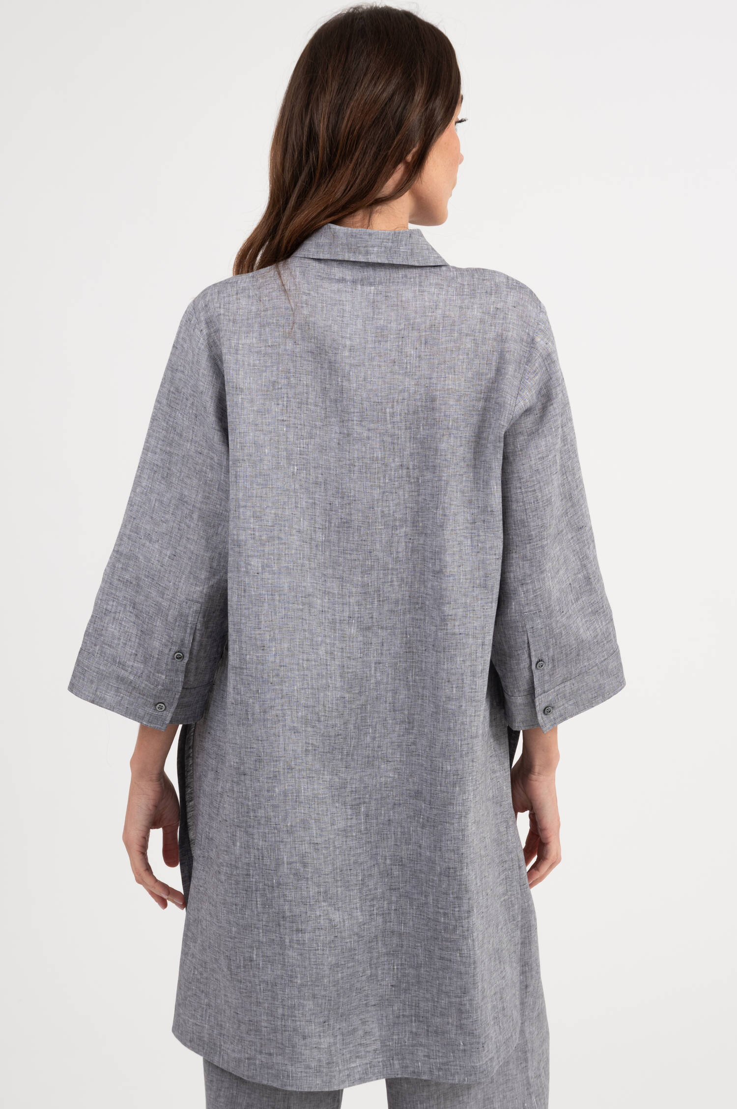 Lange Bluse in Blau meliert Lange Bluse in Blau meliert