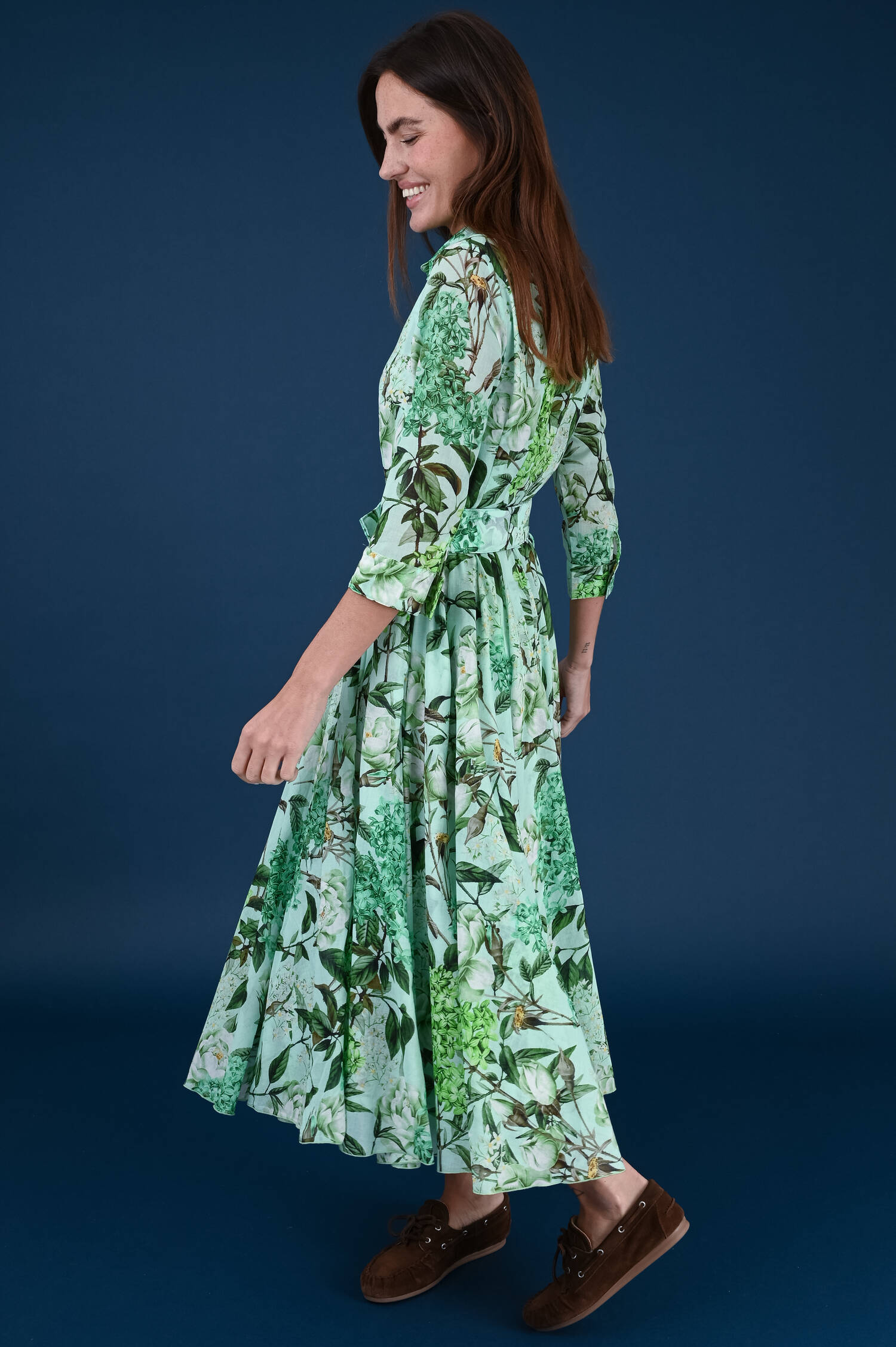 Kleid ASTER in Softgrün gemuster