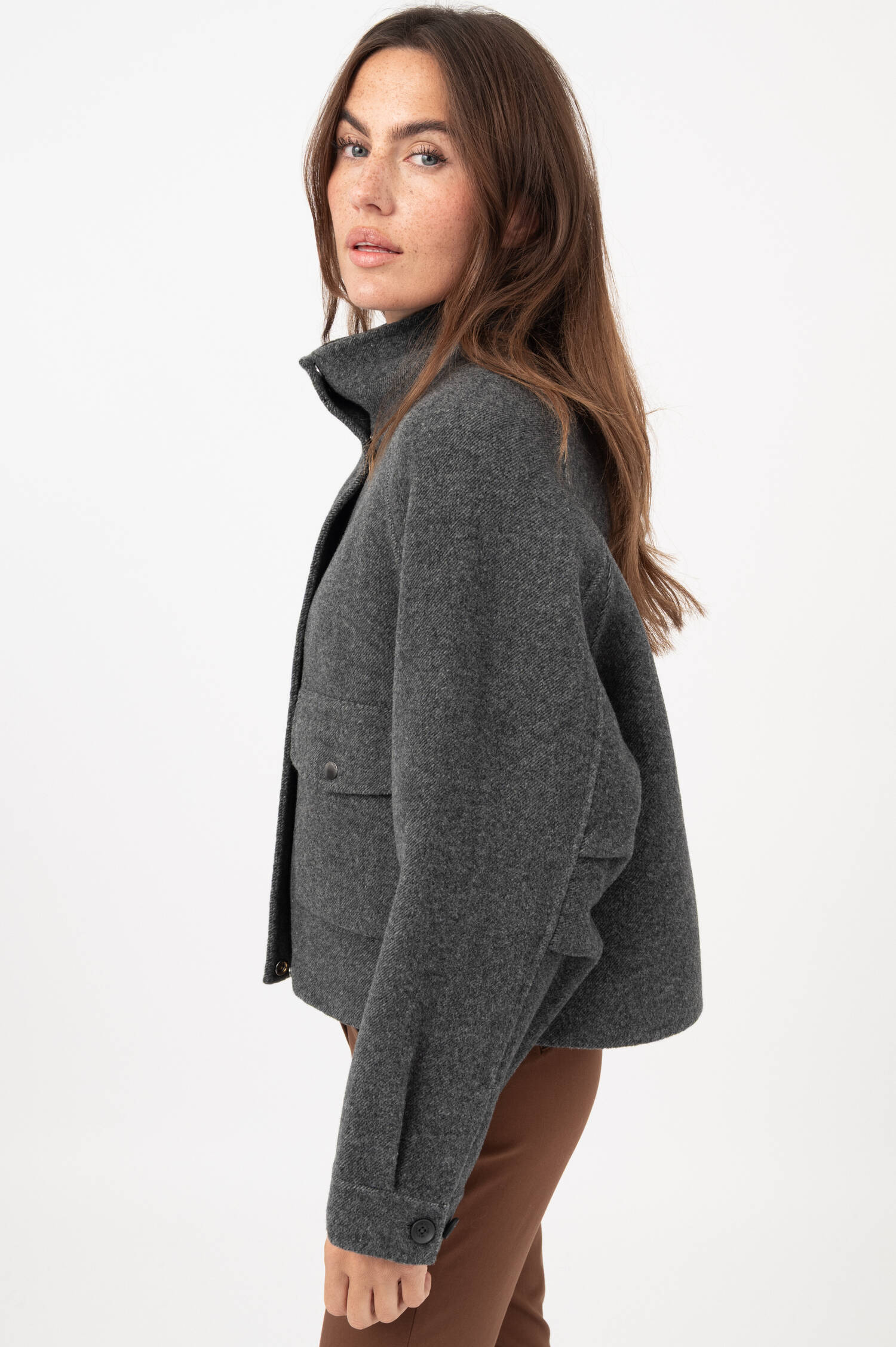 Woll-Mix-Jacke in Dunkelgrau meliert