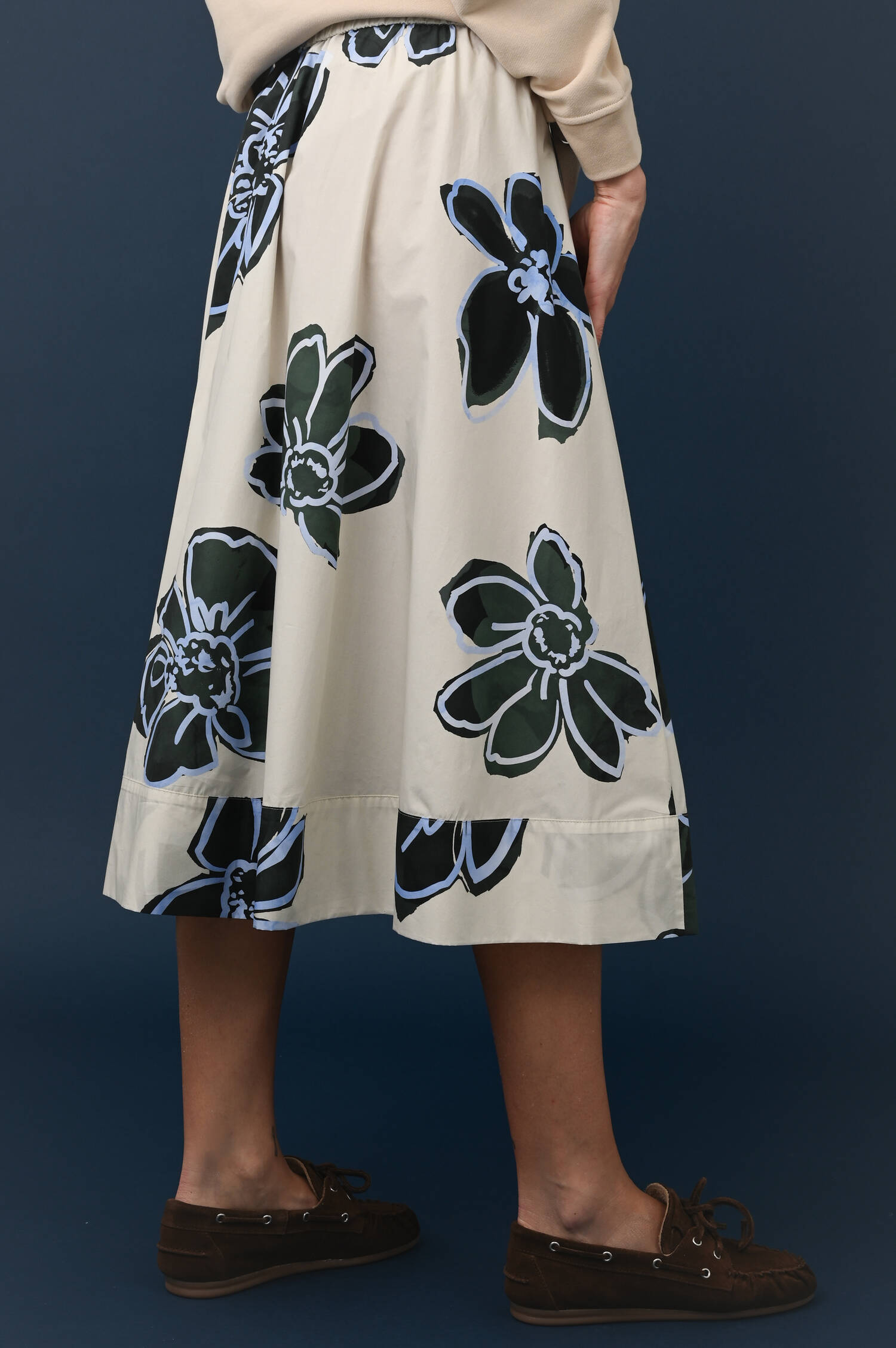 Floraler Rock Beige/Dunkelgrün