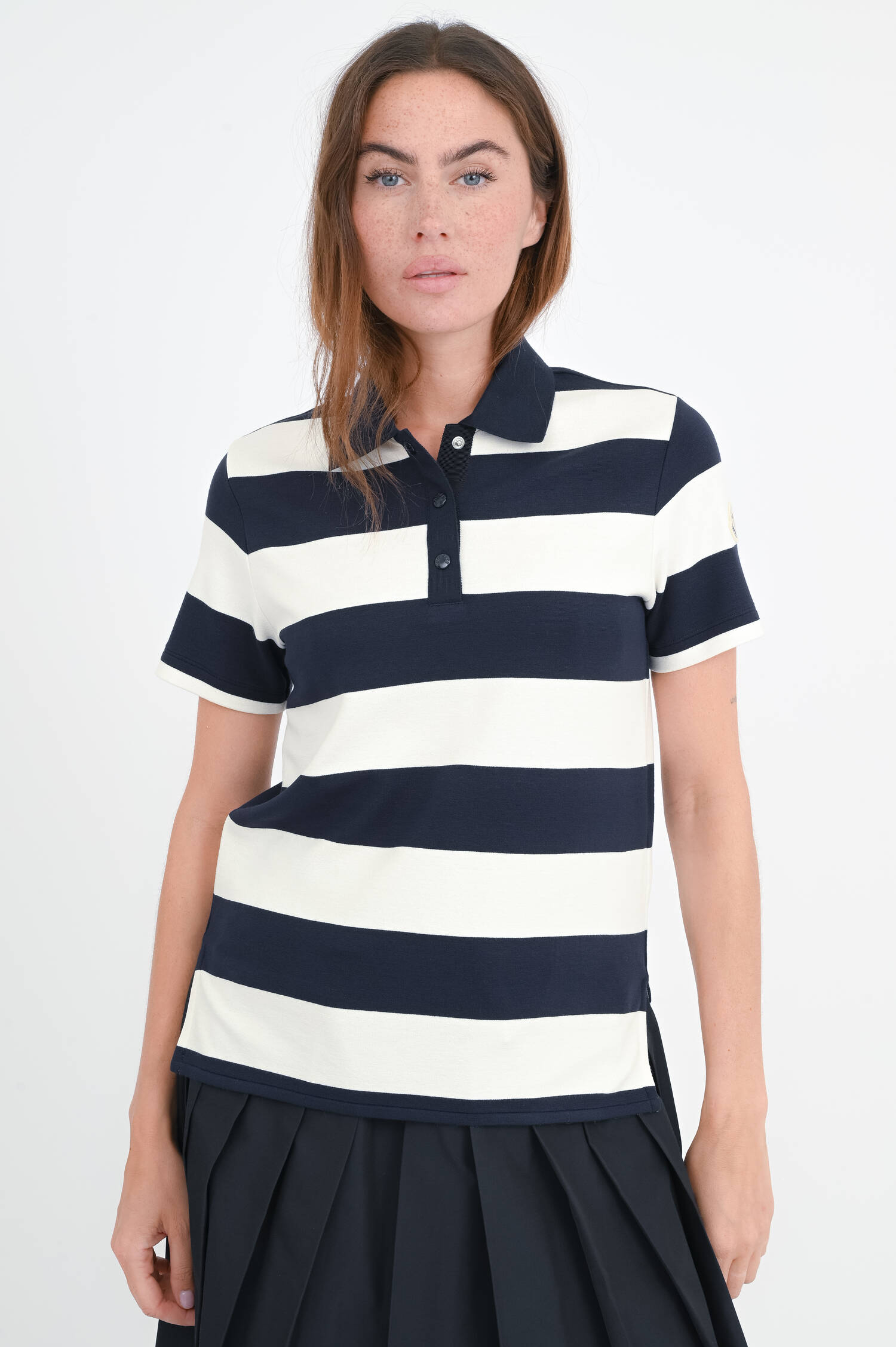 Gestreiftes Poloshirt in Navy/Creme