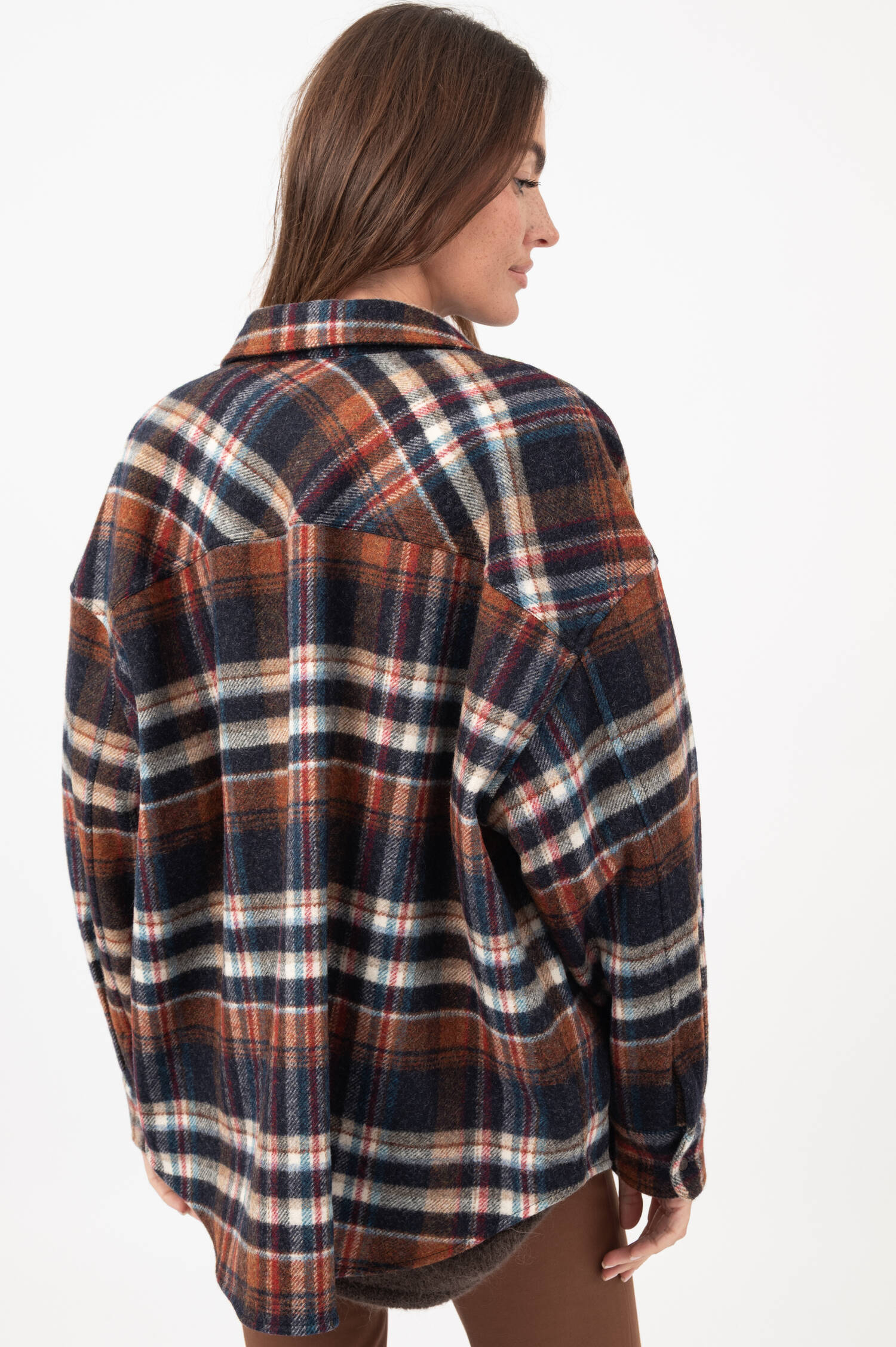 Woll-Flanell-Jacke in Braun/Blau Woll-Flanell-Jacke in Braun/Blau