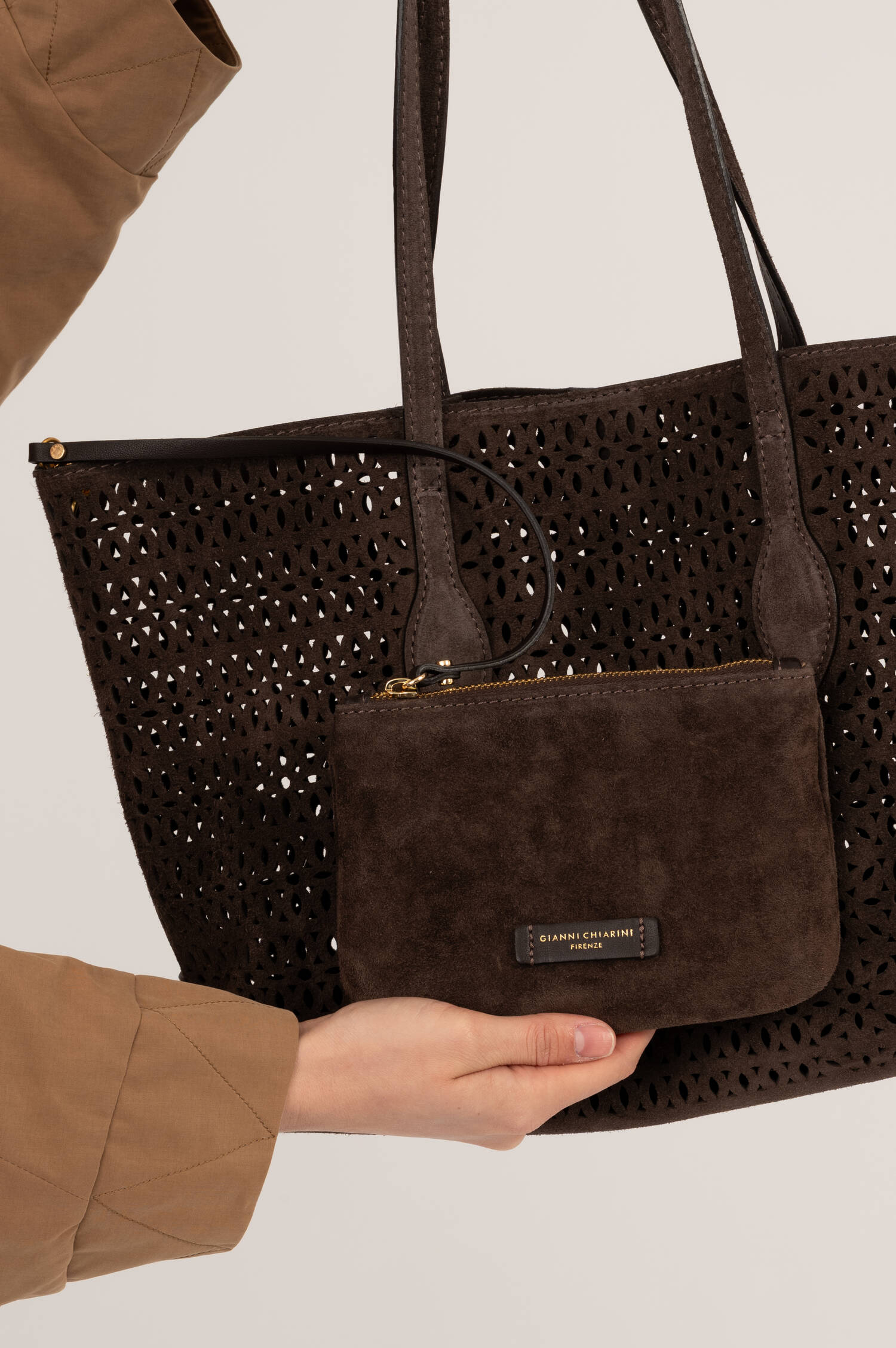 Veloursleder Tasche MASHUP in Moka Veloursleder Tasche MASHUP in Moka