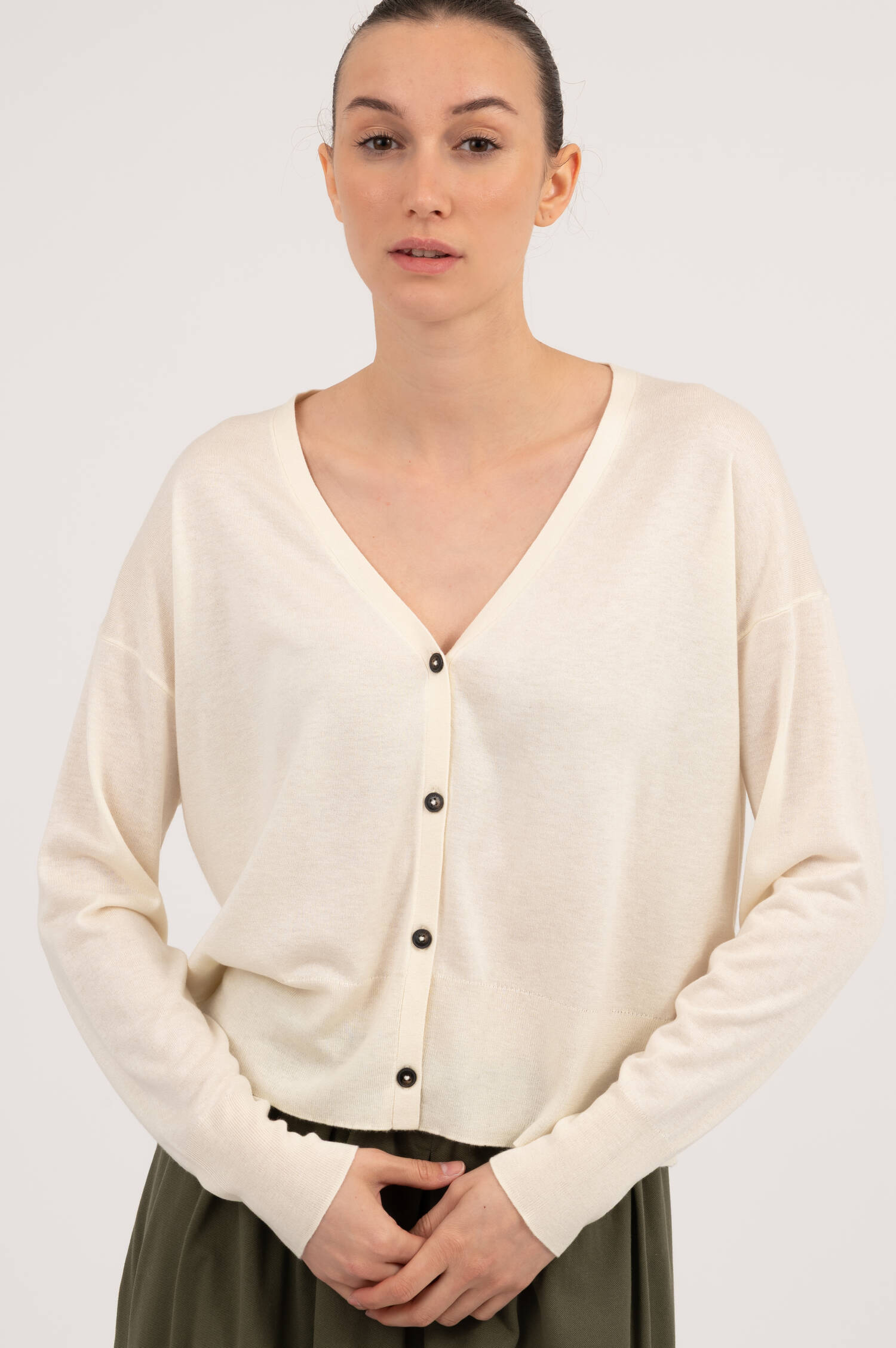 Seide/Cashmere Cardigan in Creme
