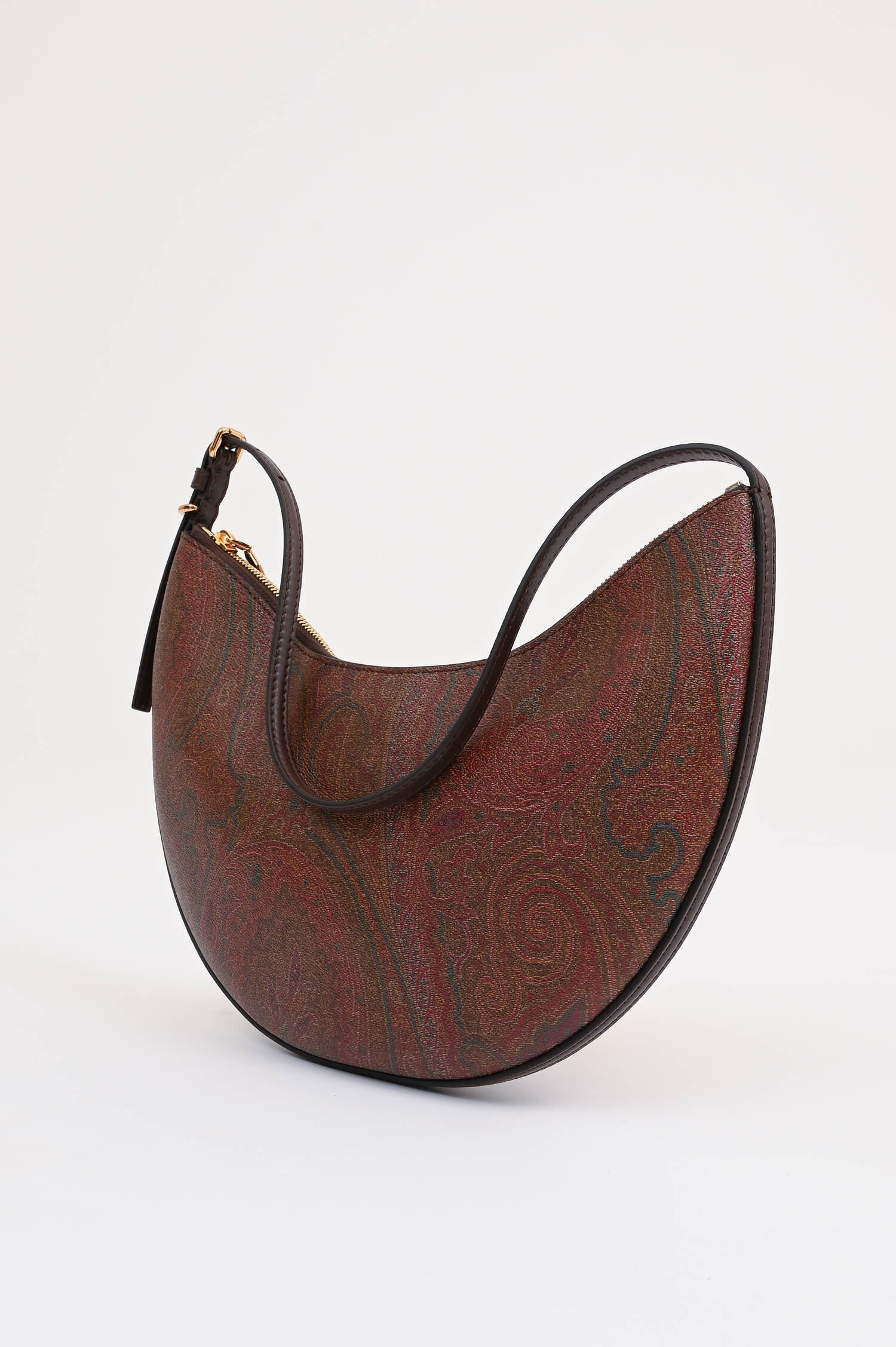 Half Moon Bag mit Paisley Print in Braun