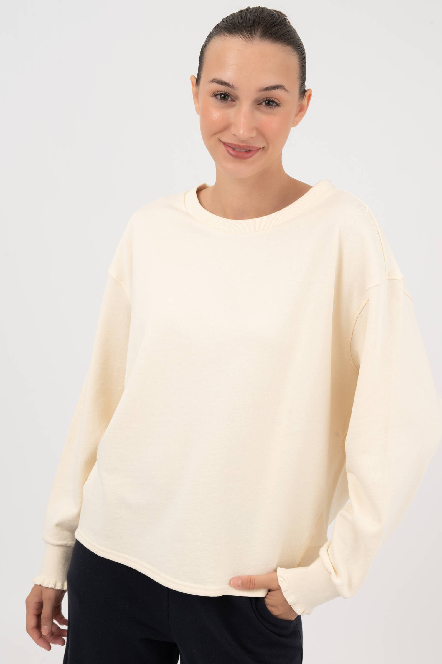 Sweater VIOLA mit Wellen in Off-White