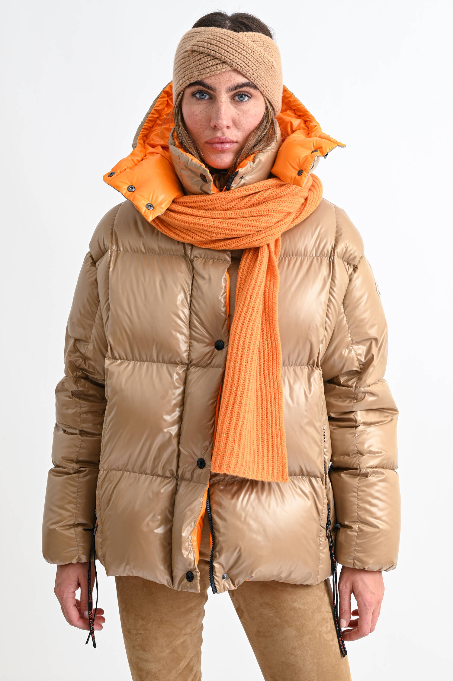 Rippstrick-Schal aus Cashmere in Orange