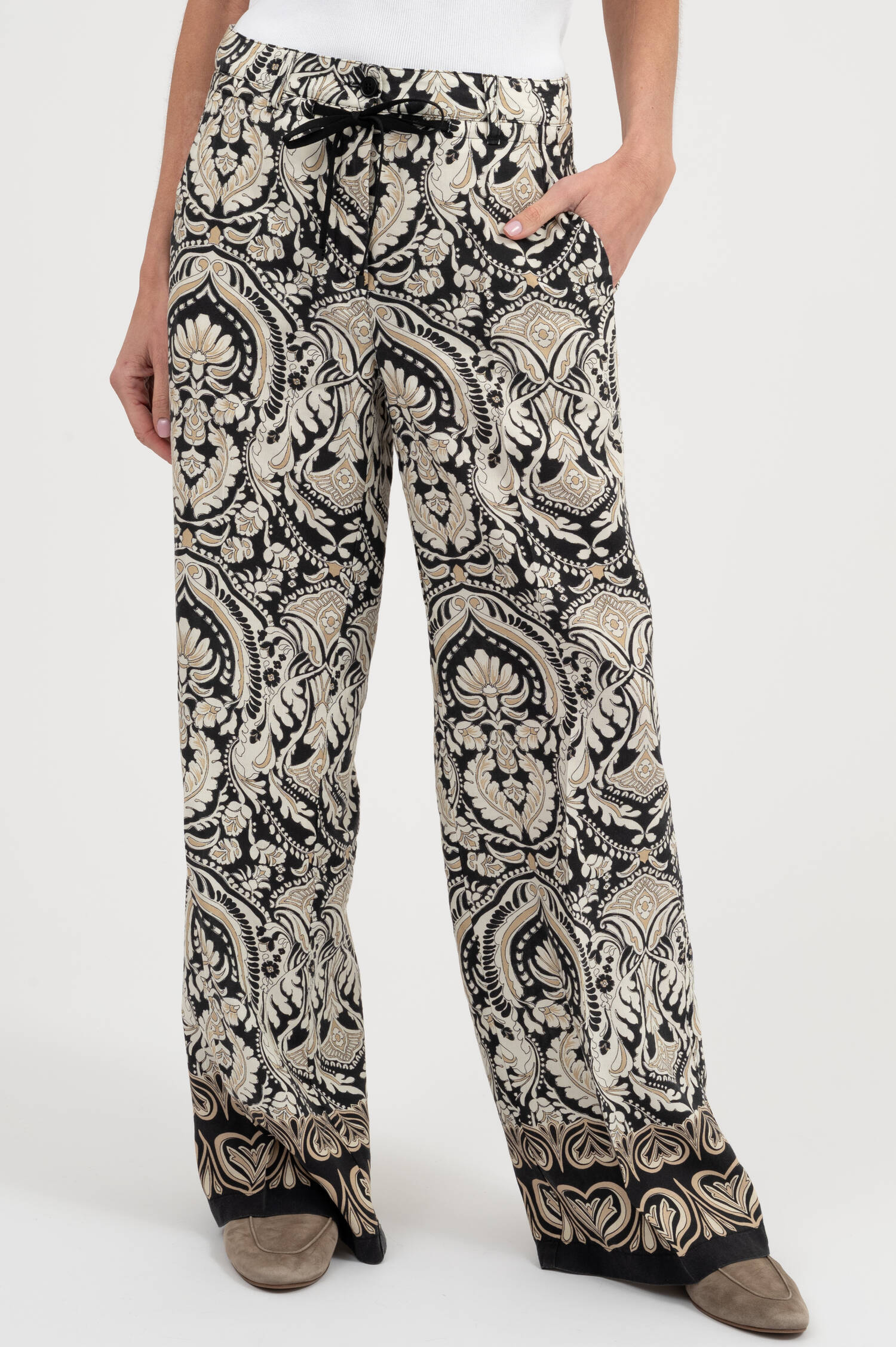 Hose ADRIENNE in Schwarz/Creme
