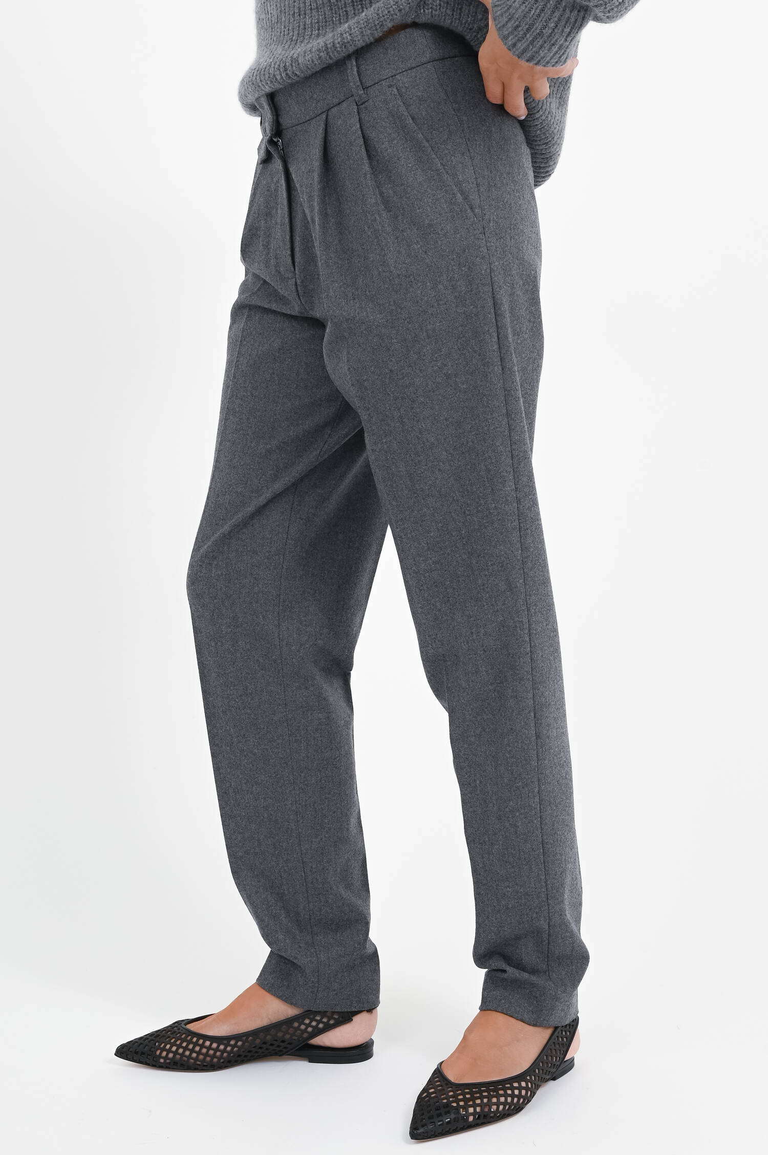 Wollhose FABIOLA in Dunkelgrau meliert