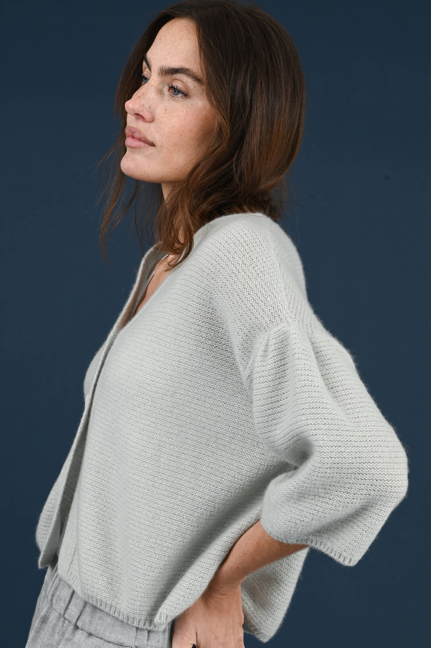 Baumwoll/Cashmere Strickweste in Salbei Baumwoll/Cashmere Strickweste in Salbei