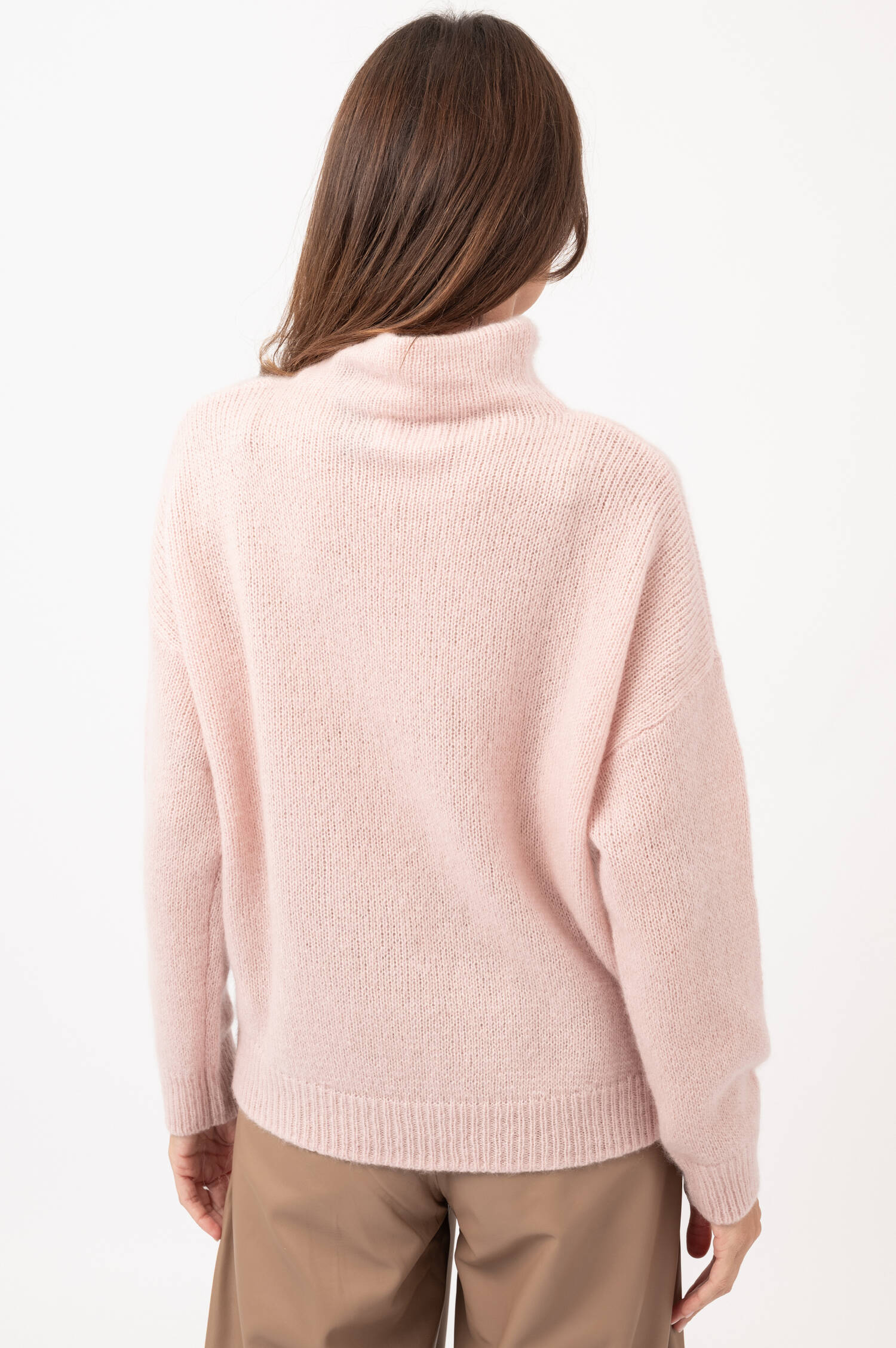 Cashmere-Seiden-Stehkragen-Pullover in Rosa