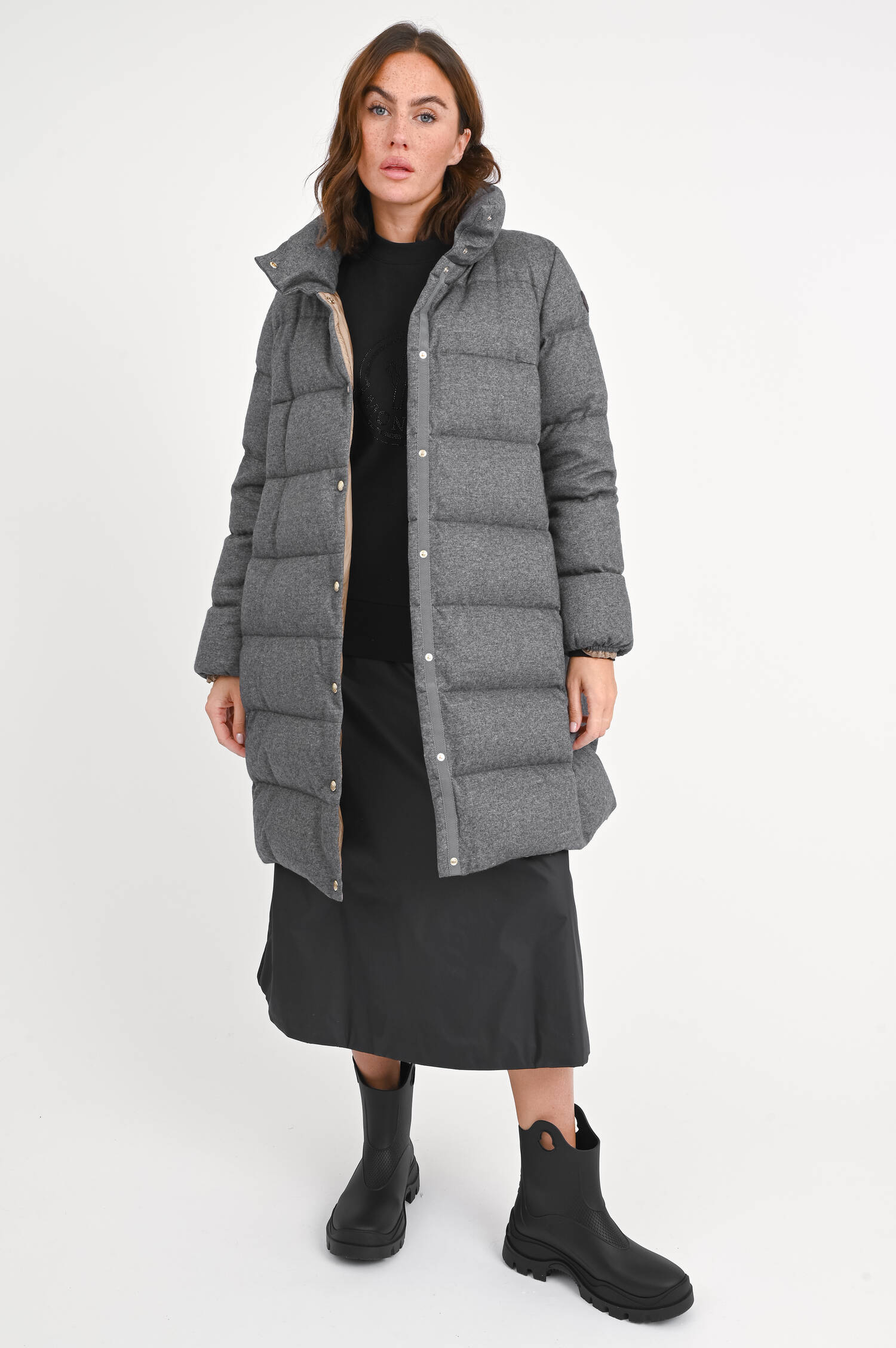 Daunenmantel COCHELONG mit Cashmere in Grau