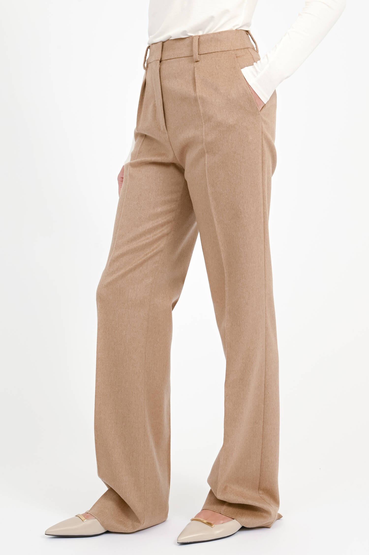 Straight-Leg Hose CARBONE aus Kamelwolle in Camel