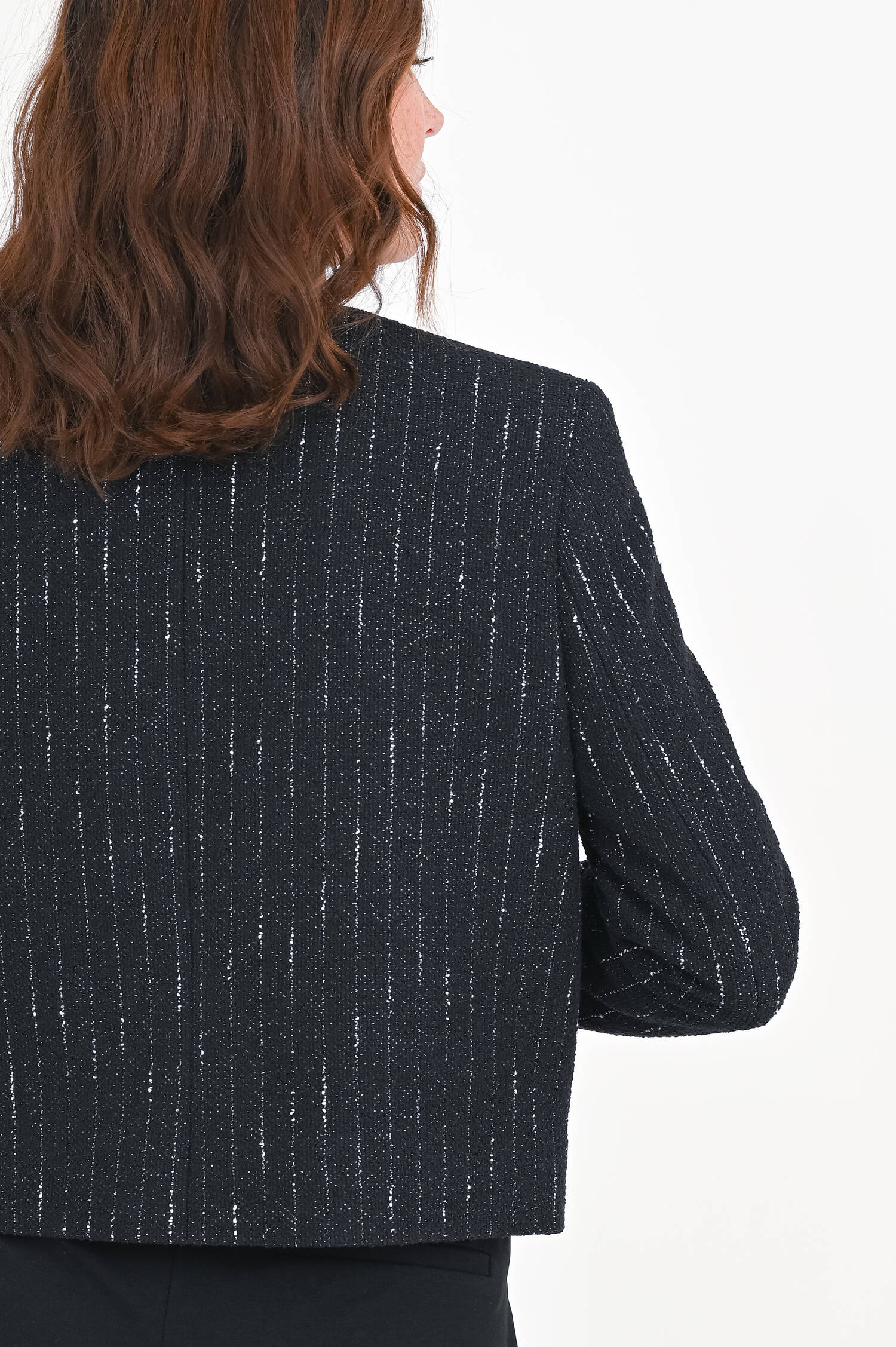 Bouclé-Kurzjacke PIANOTTA in Schwartz/Weiß