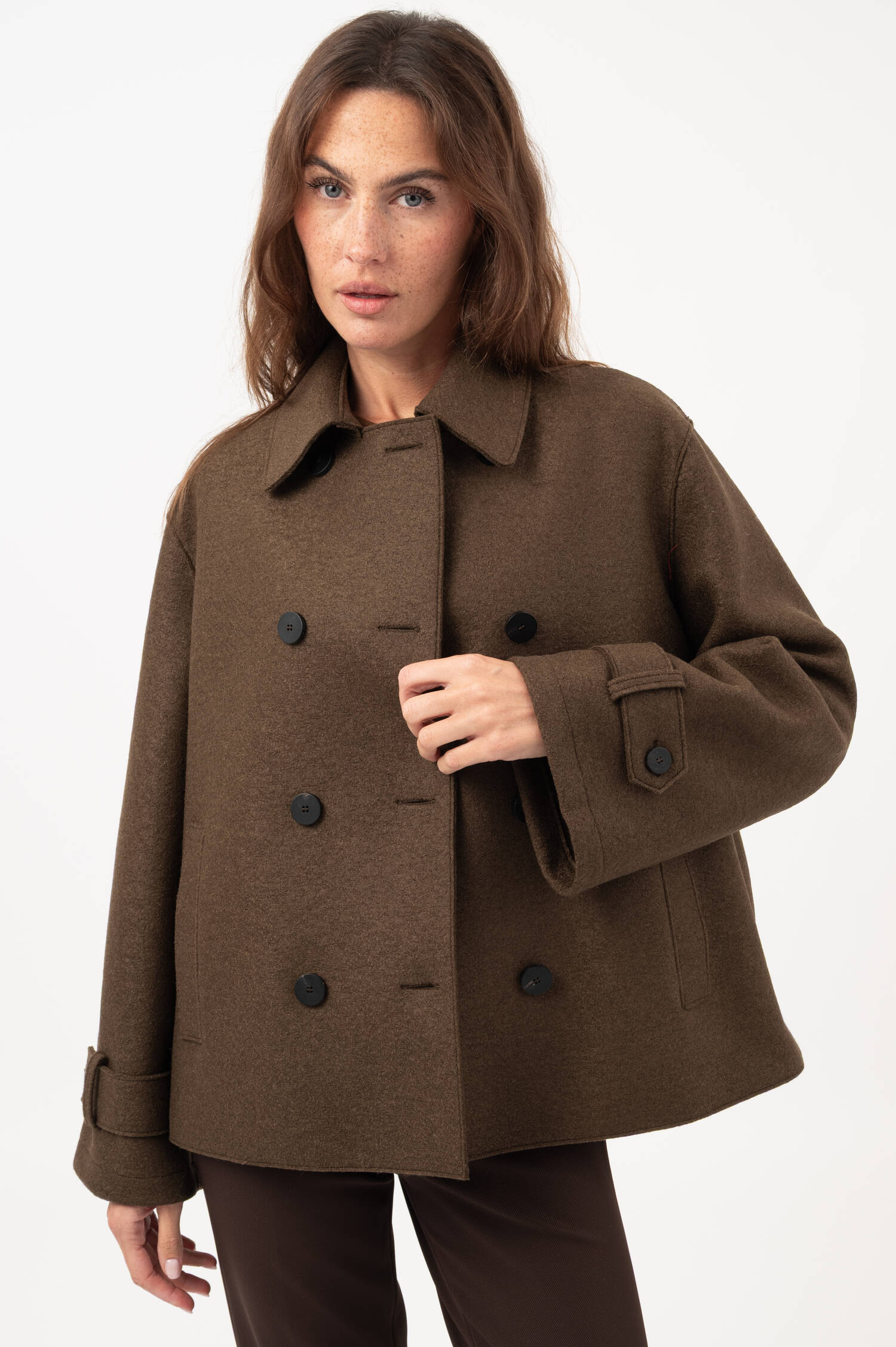Woll-Peacoat in Teddybraun
