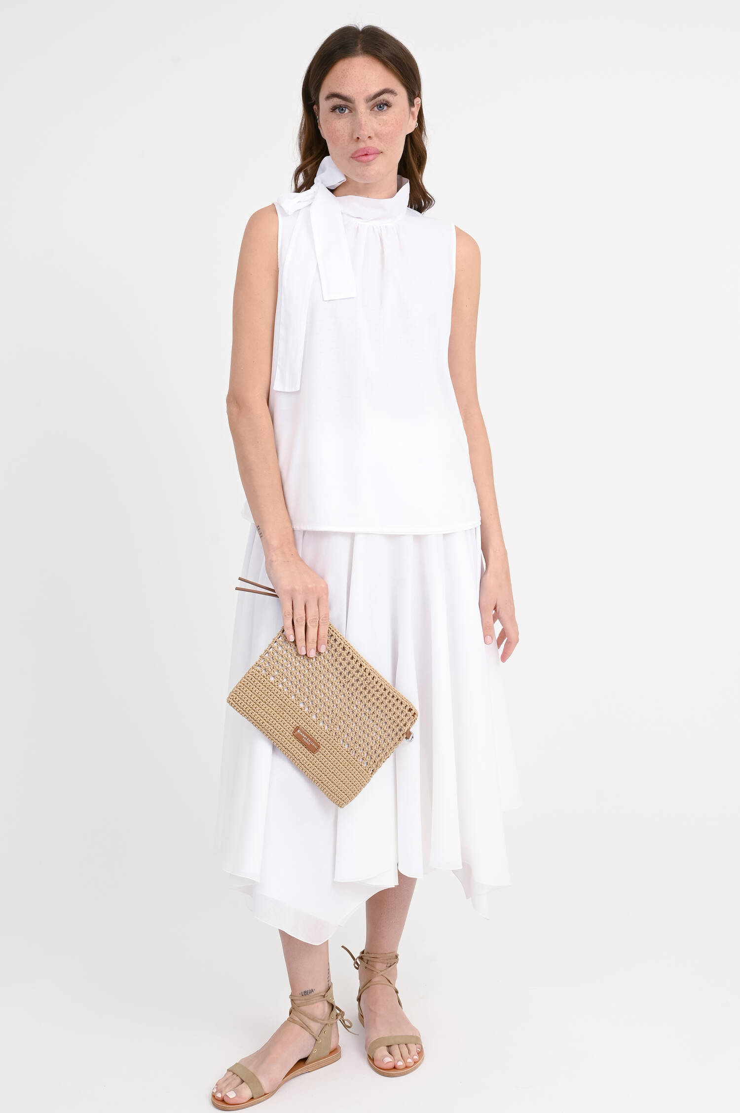 Zweilagige Schluppenbluse in Weiß