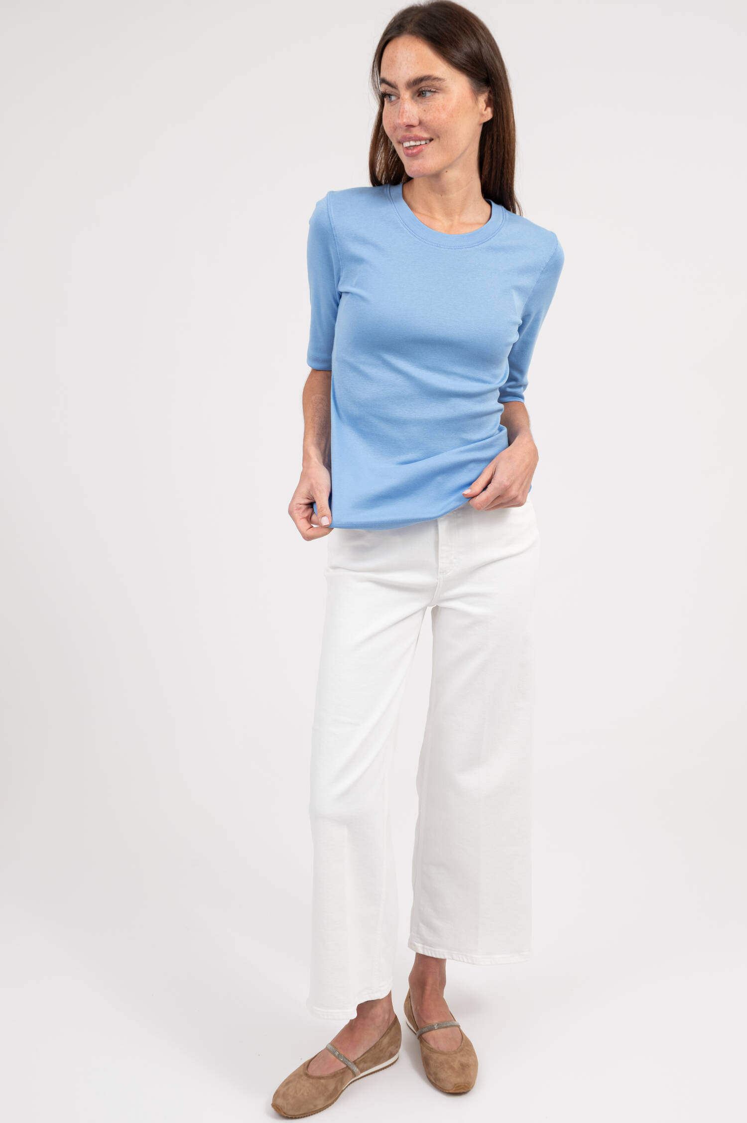 Weiches Basic Shirt in Himmelblau