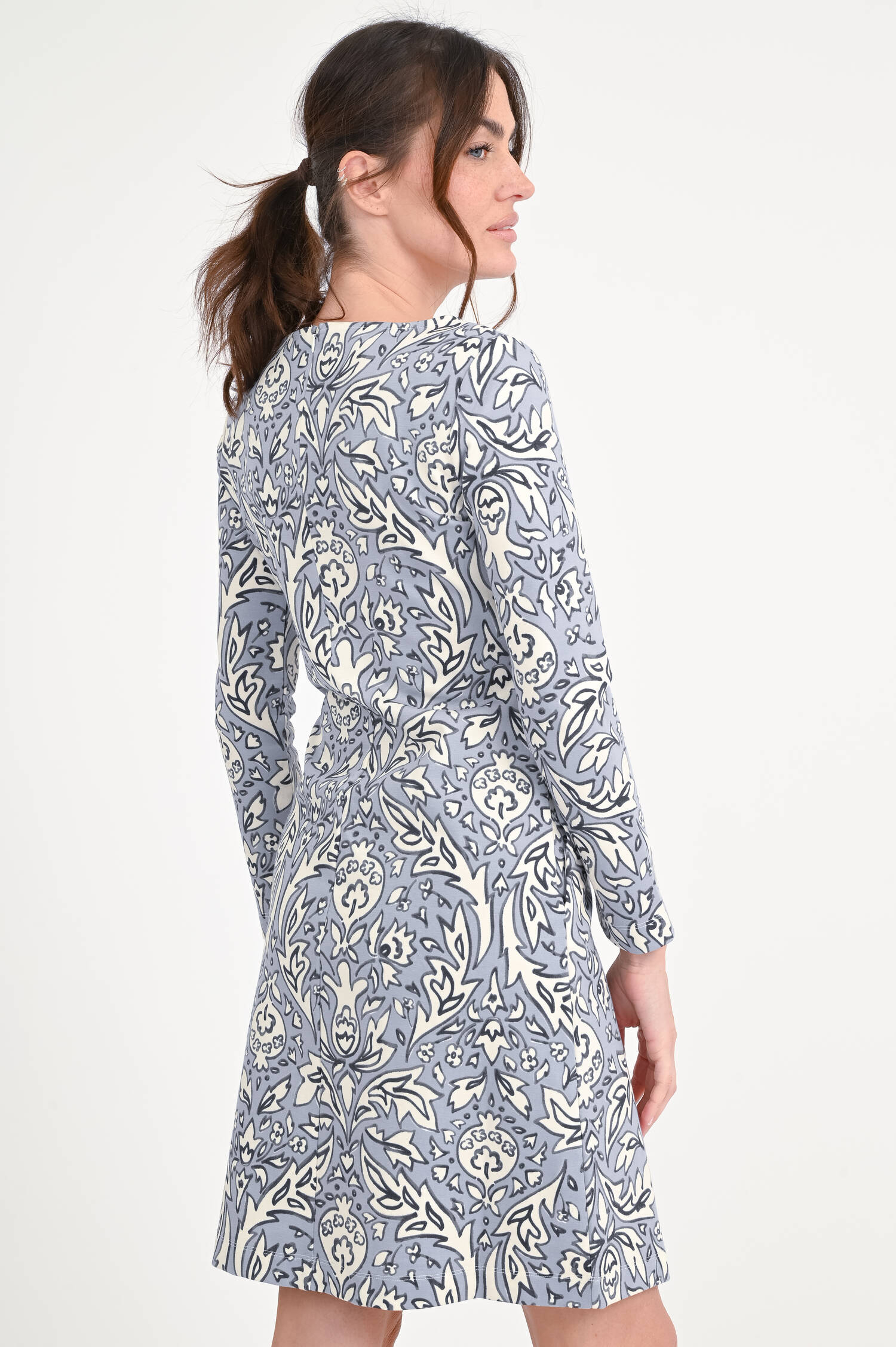 Gemustertes Kleid RAMPUR in Flieder/Creme