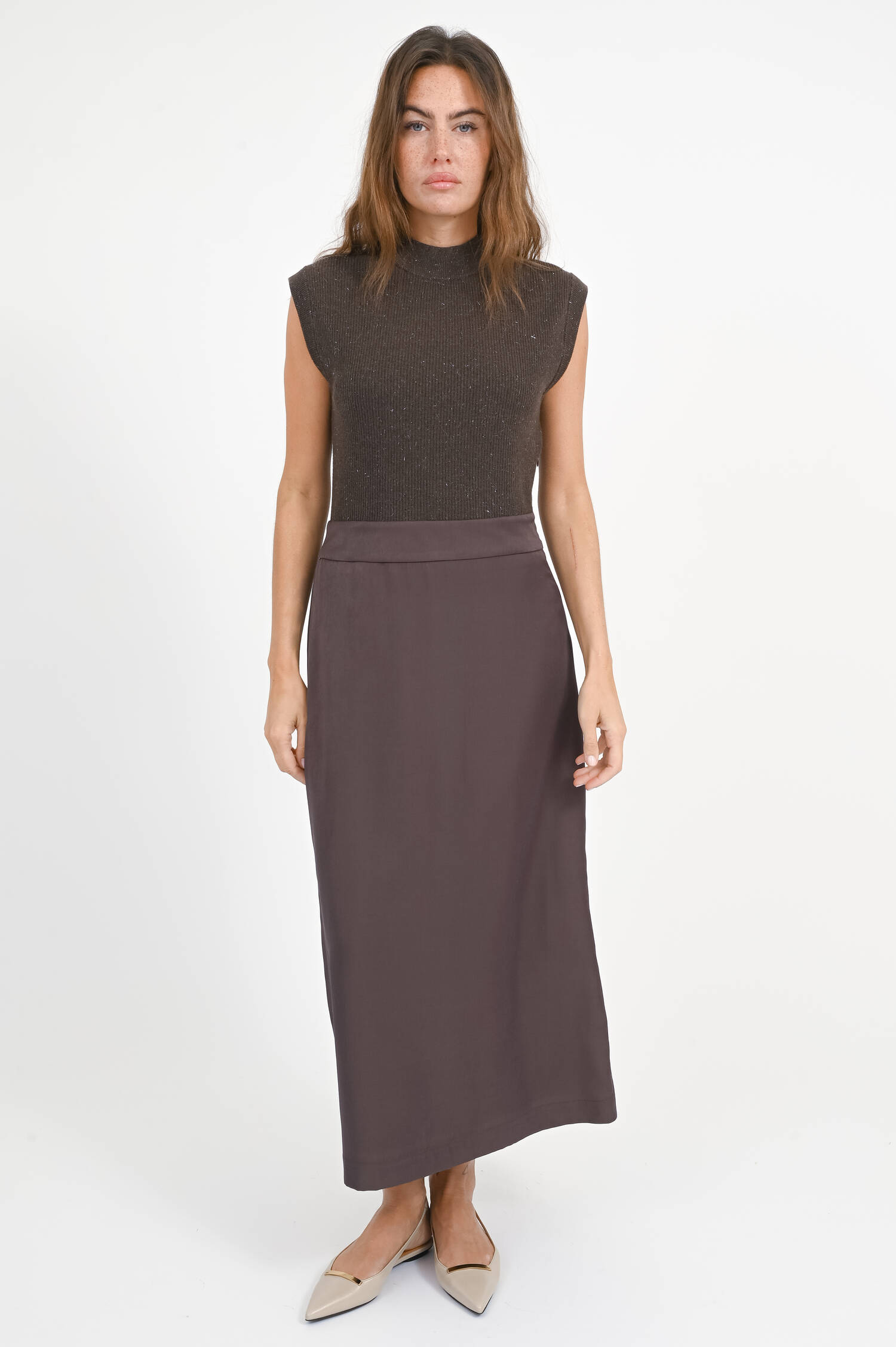 Woll-Seiden-Mix Kleid in Ebony Brown Woll-Seiden-Mix Kleid in Ebony Brown