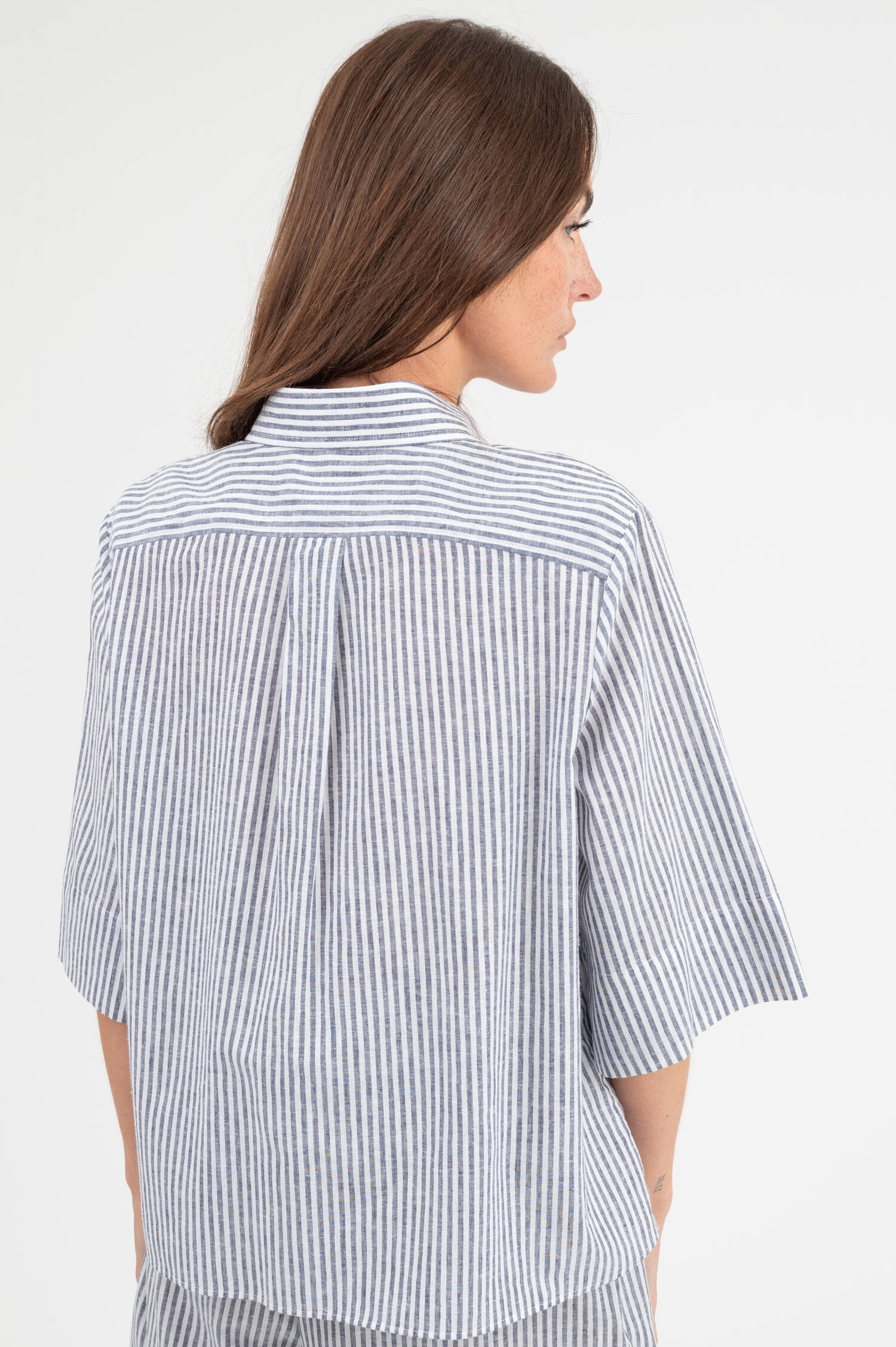 Leinenbluse in Blau/Weiß gestreift Leinenbluse in Blau/Weiß gestreift