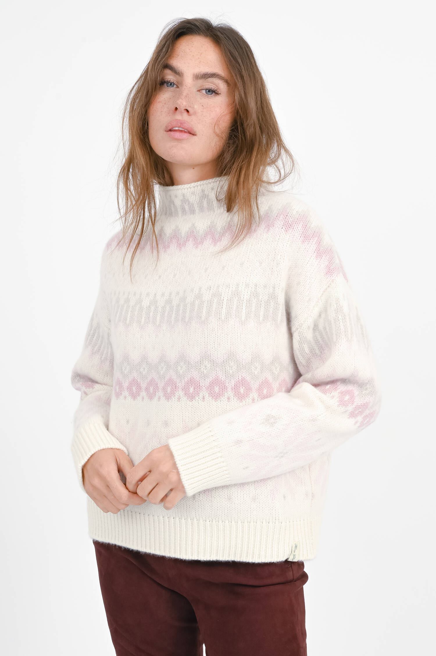 Norweger-Pullover aus Cashmere in Rose