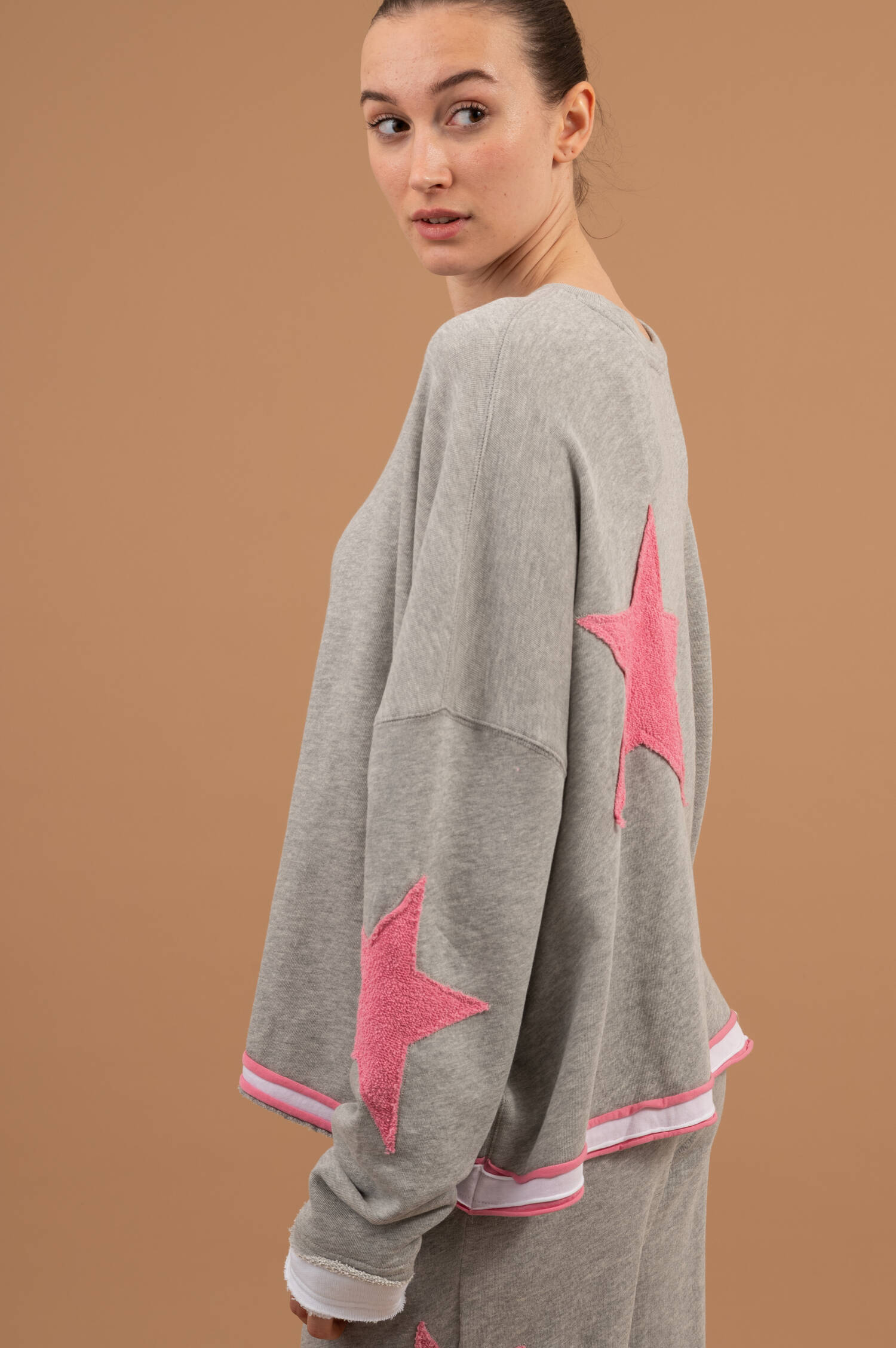 Sweater HOPEWELL in Grau/Rosa
