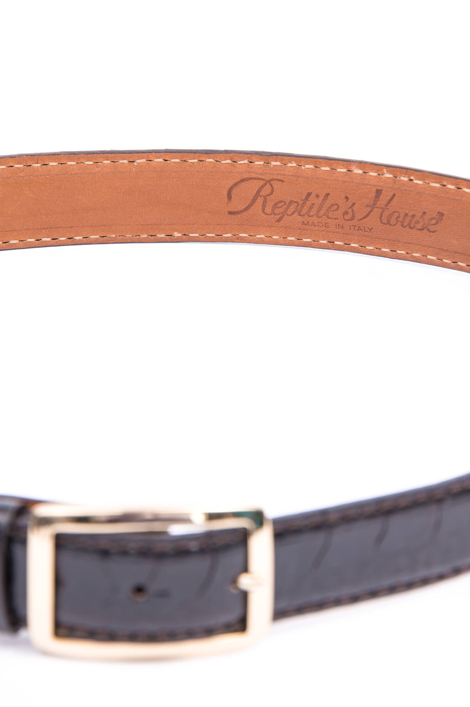 Gürtel mit Kroko-Optik in Dunkelbraun