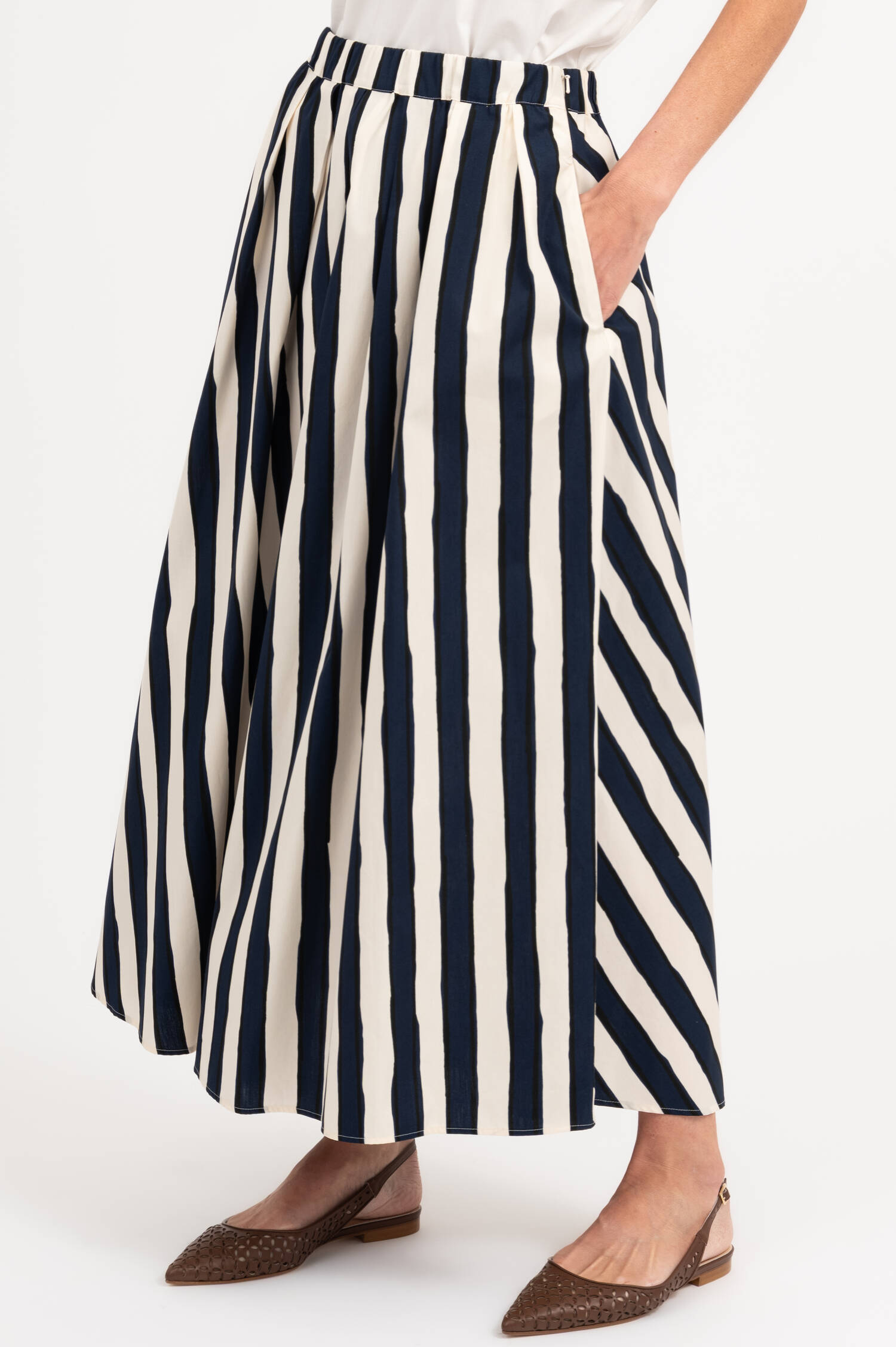 Midi Rock UOMO in Blau/Creme gestreift