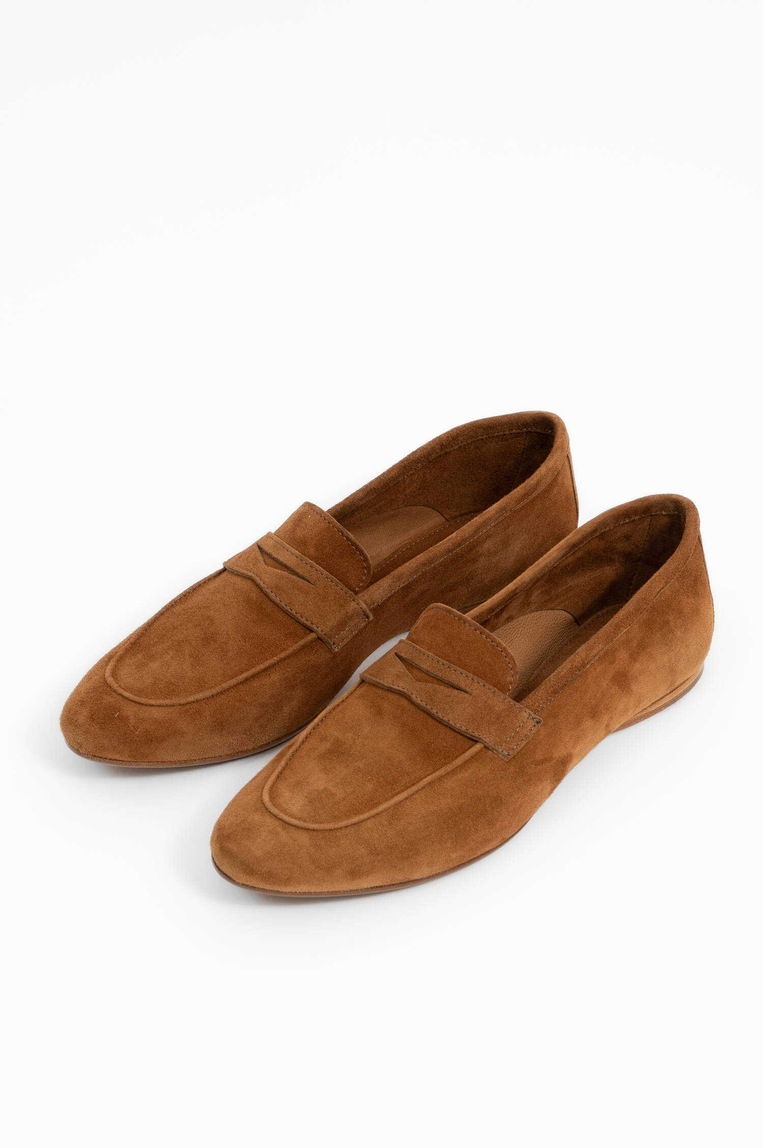 Loafer aus Veloursleder in Cognac