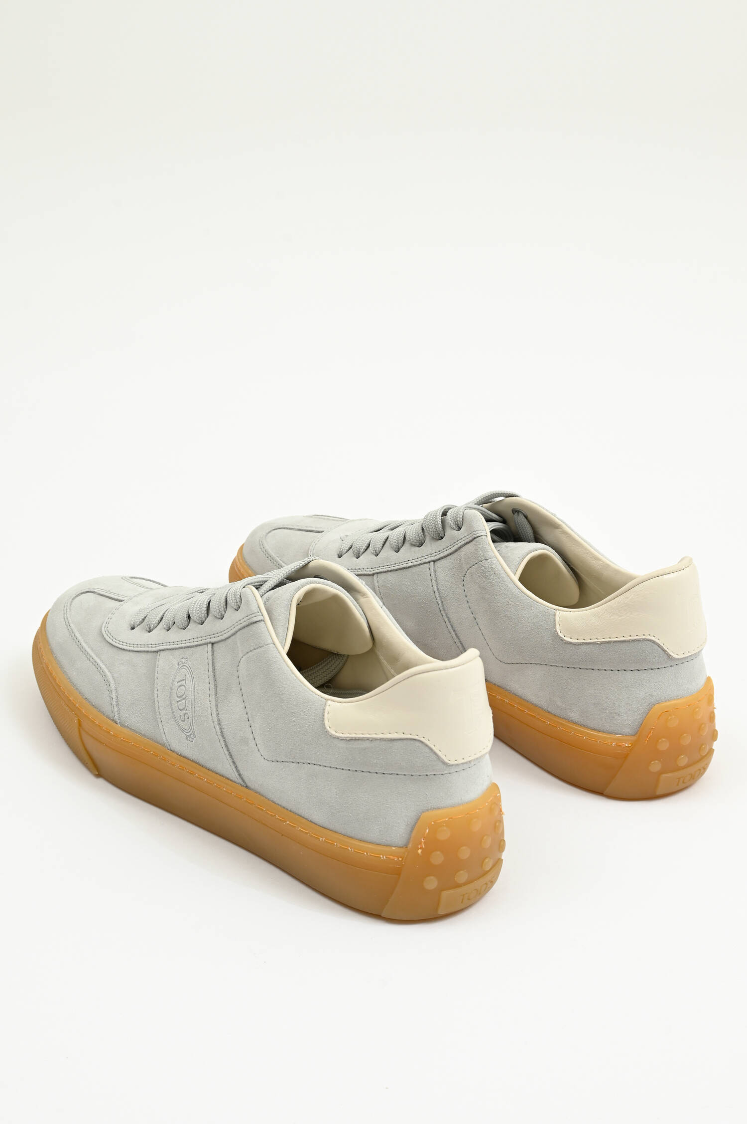 Sneaker aus Veloursleder in Blaugrau