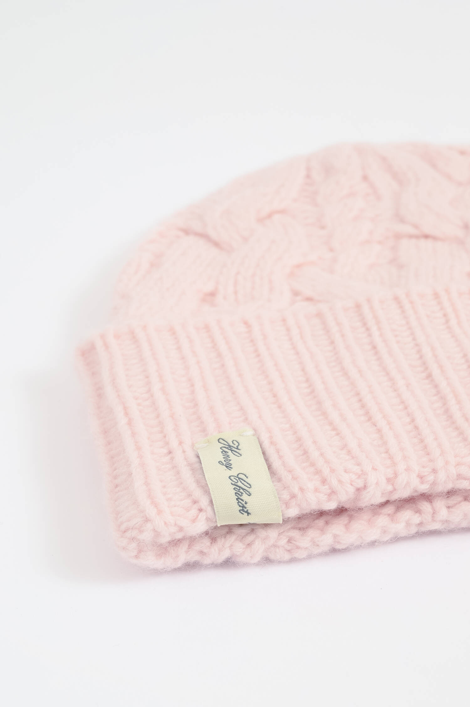 Cashmere Zopfstrickmütze in Rosa
