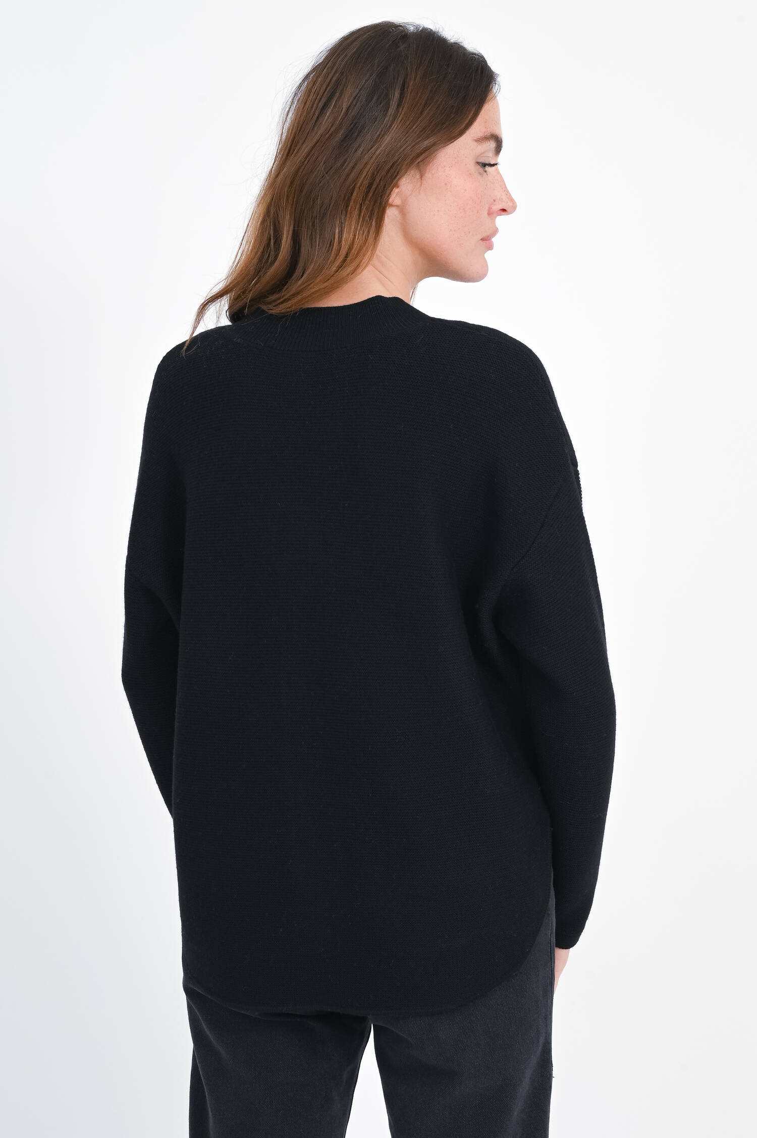 Woll-Strickjacke in Schwarz