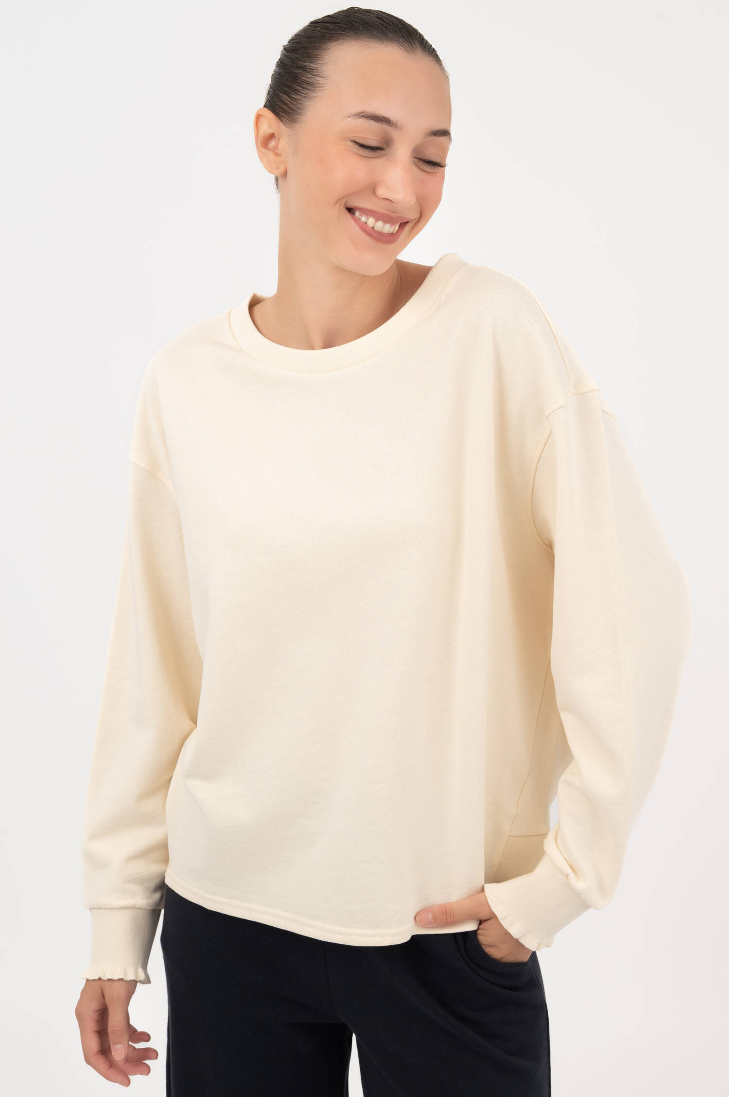Sweater VIOLA mit Wellen in Off-White
