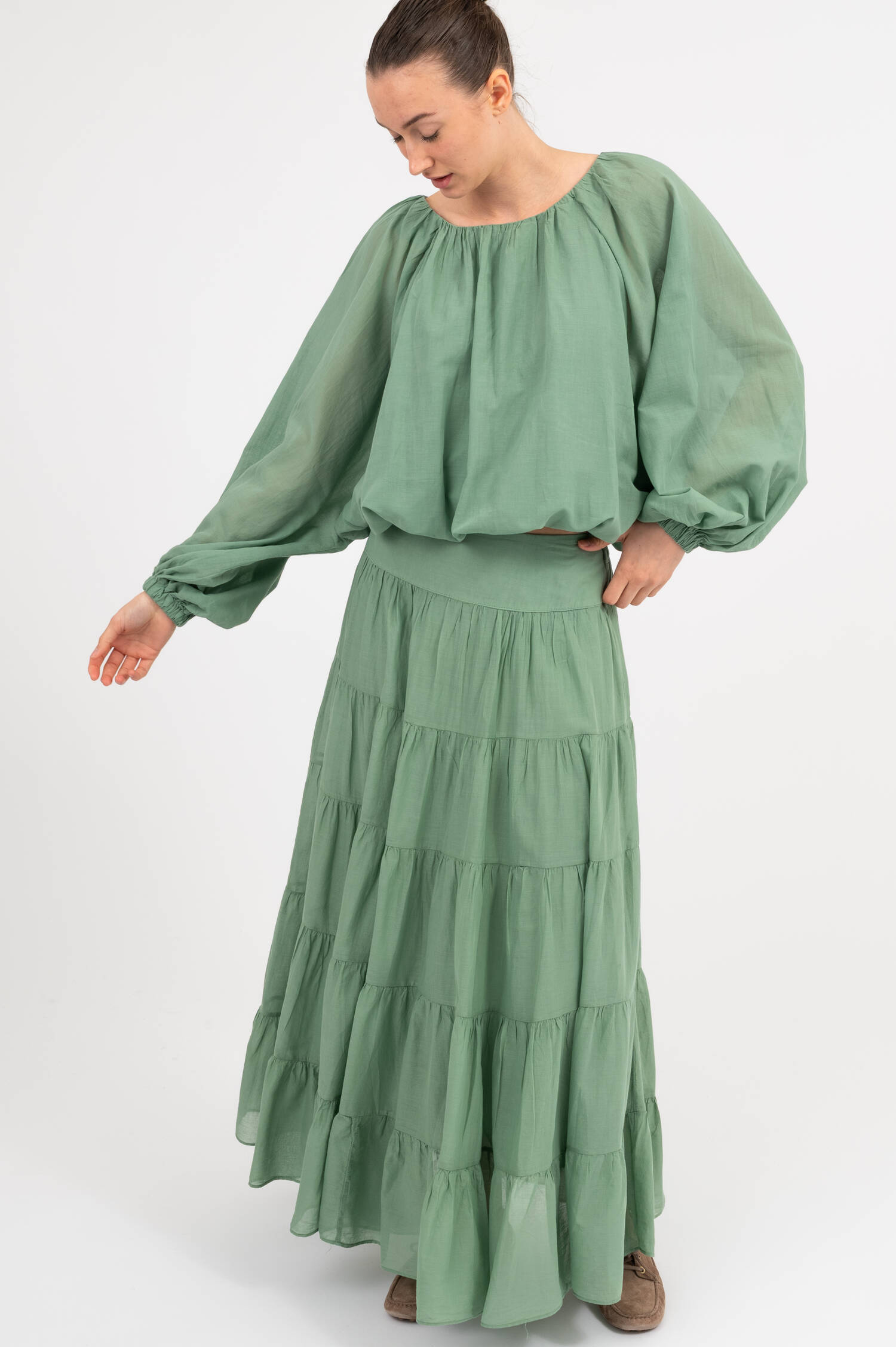 Schlupfbluse WILLOW in Salbeigrün