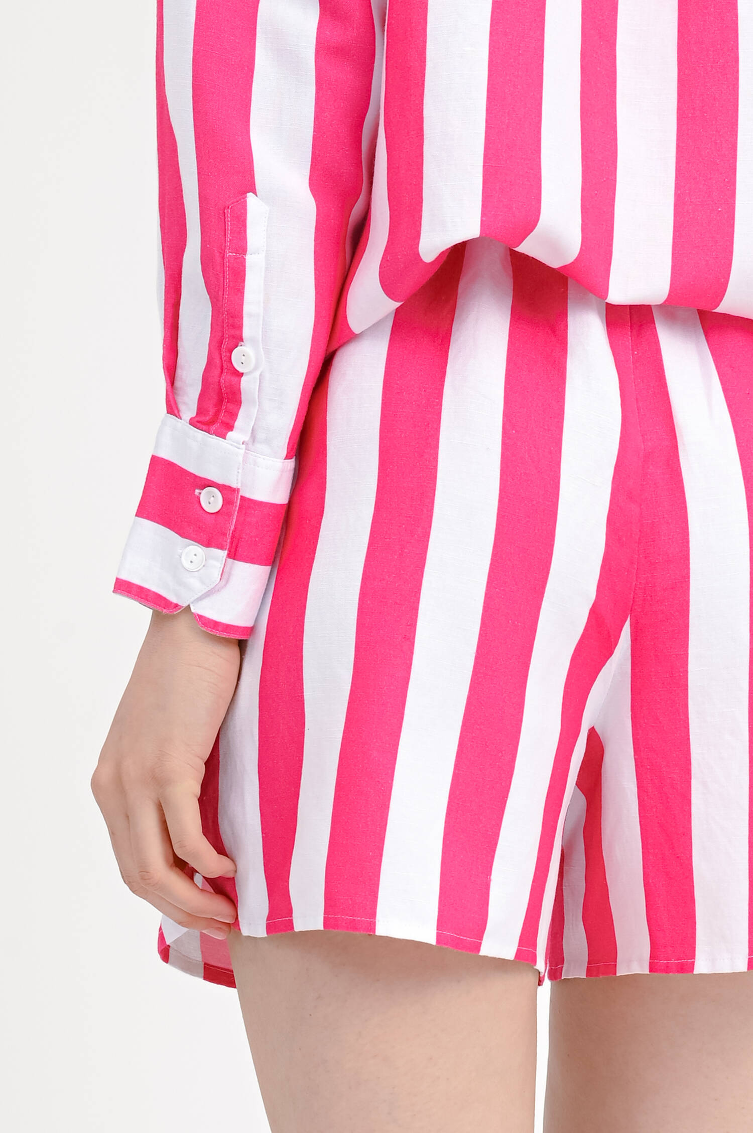 Shorts aus Leinen-Mix in Pink/Bianco Shorts aus Leinen-Mix in Pink/Bianco