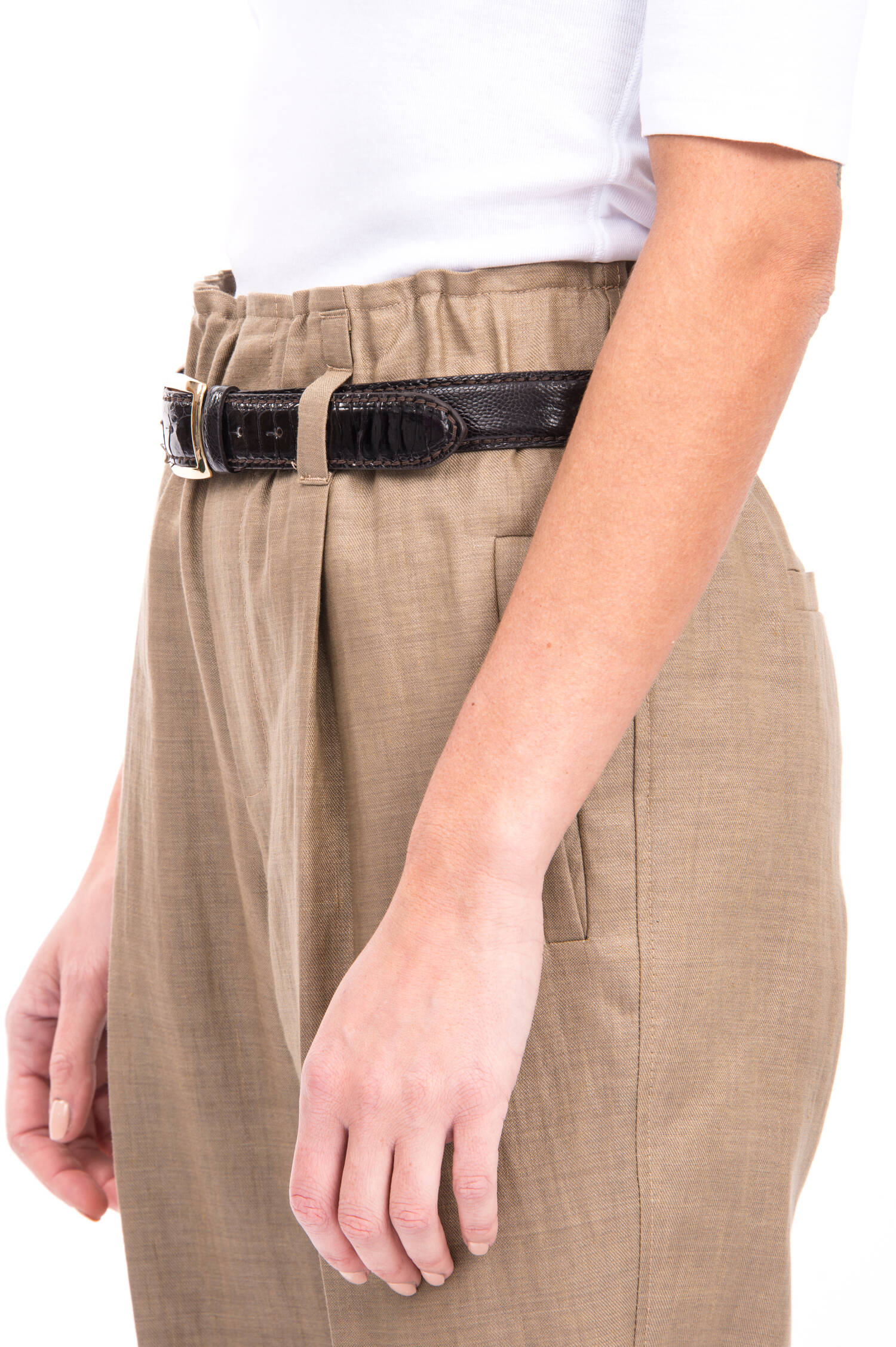 Gürtel mit Kroko-Optik in Dunkelbraun