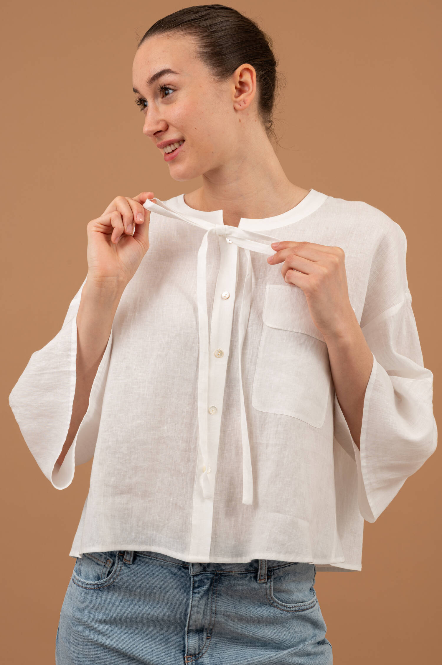 Leinenbluse River in Weiß