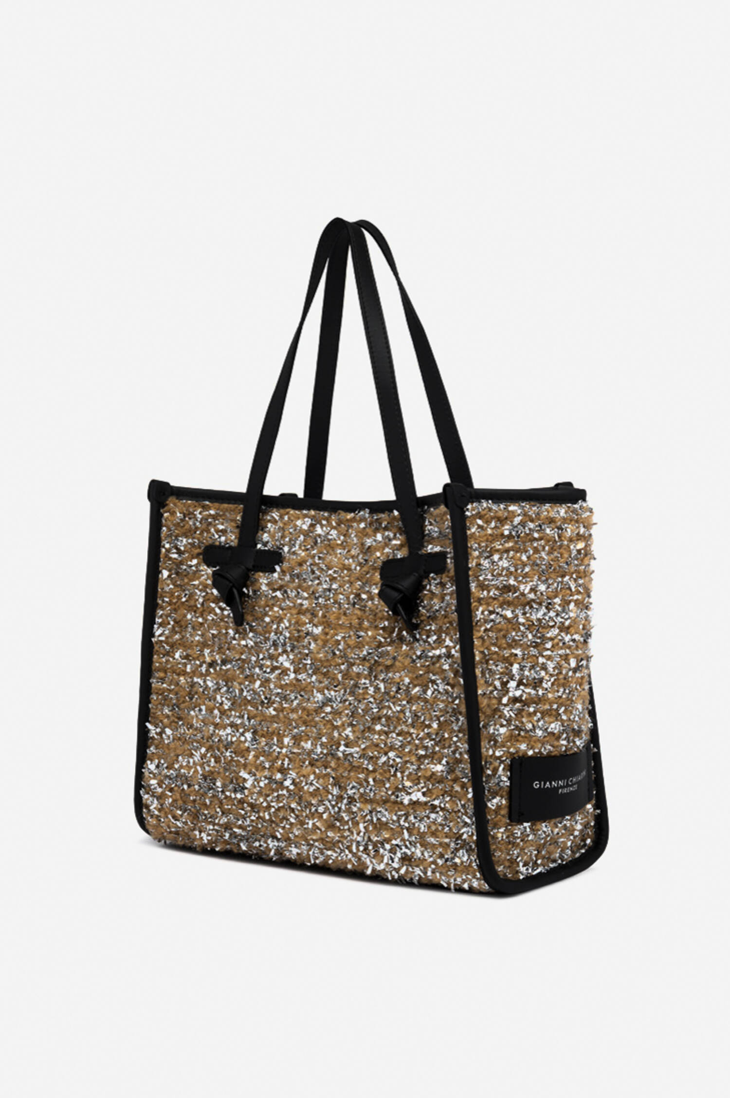 Tote Bag MARCELLA LUREX in Gold/Schwarz