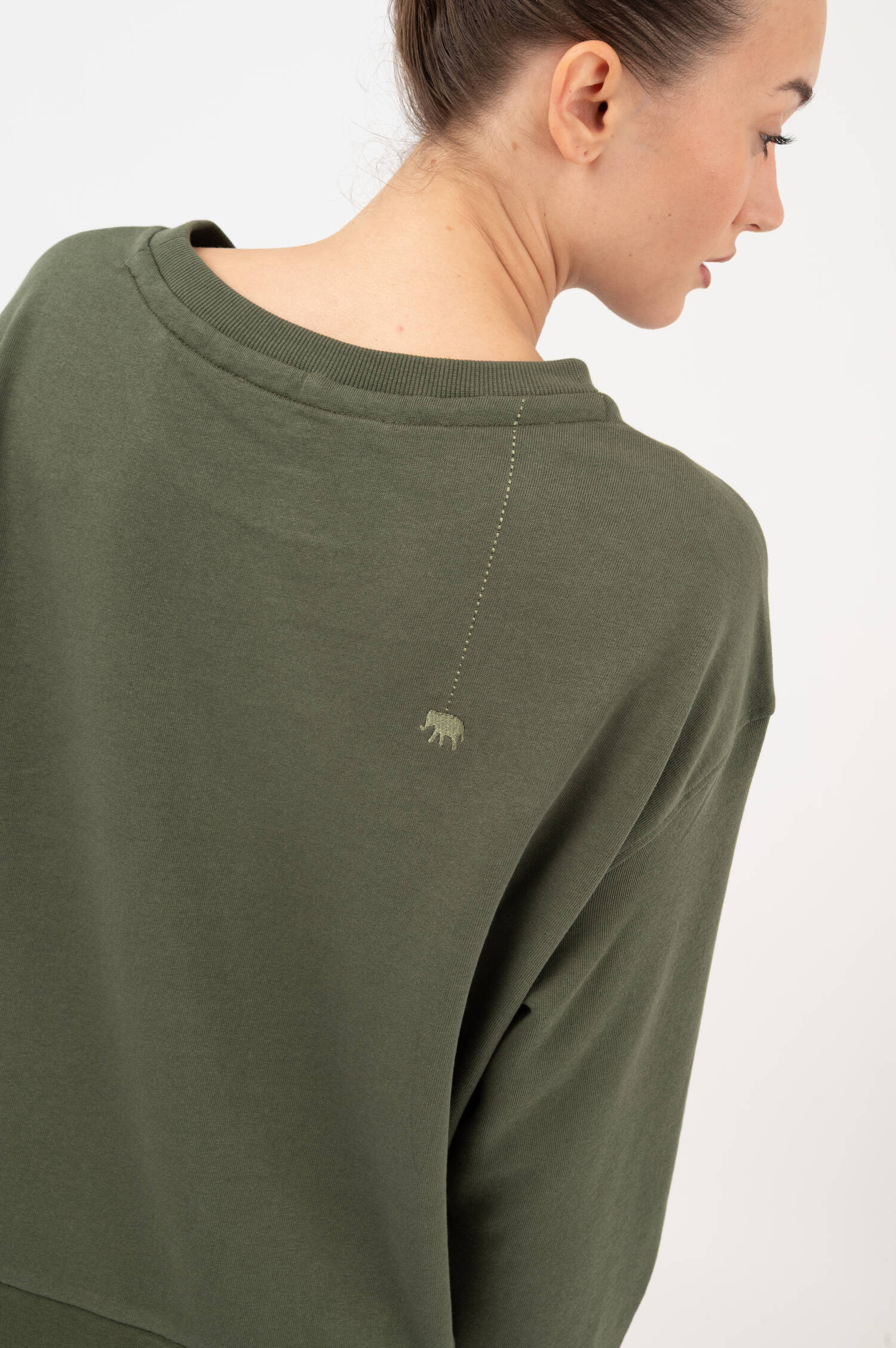 Sweatshirt mit Rüschen-Details in Oliv
