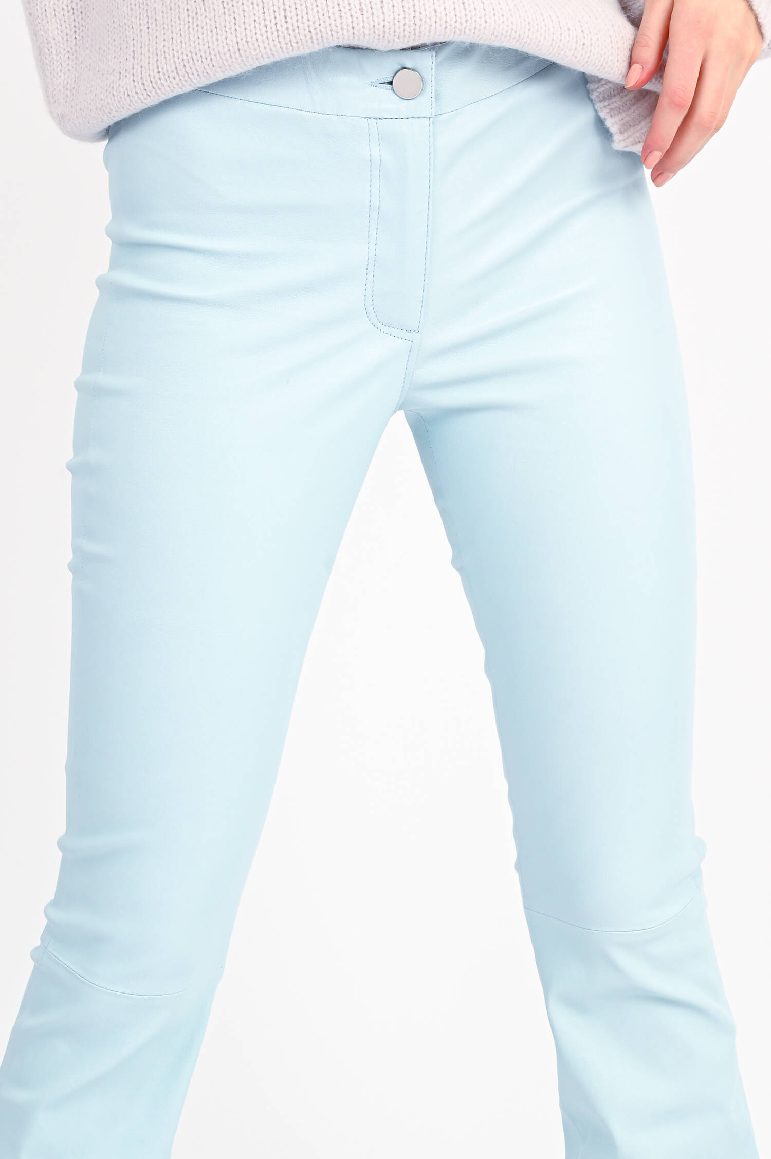 Flared Lederhose IZZI in Frost Blue