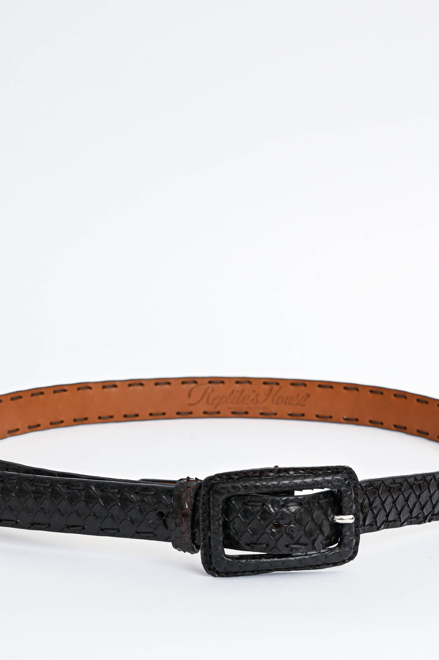 Gürtel PITONE aus Python-Leder in Schwarzbraun 