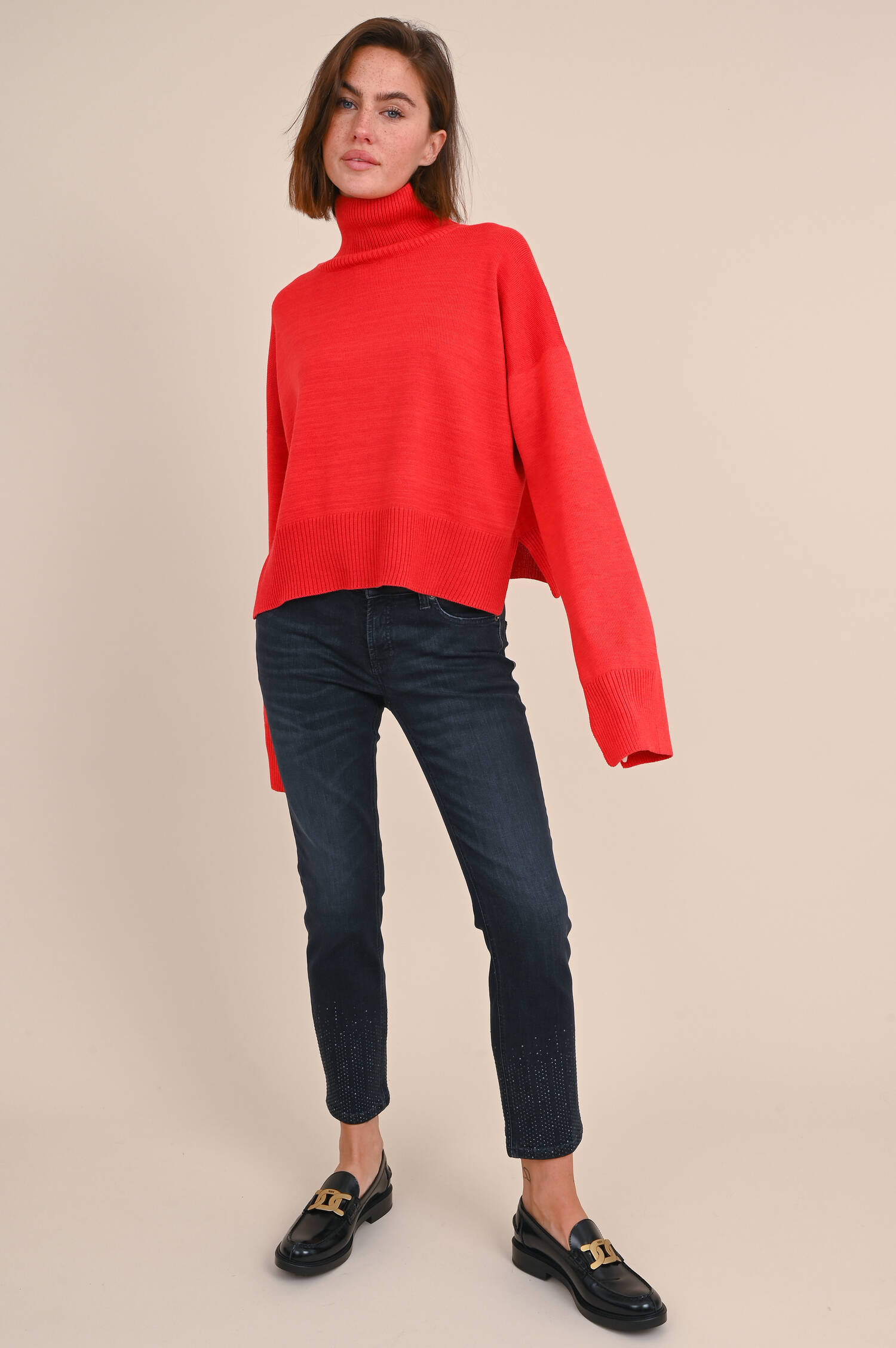 Pullover aus Merinowolle in Rot