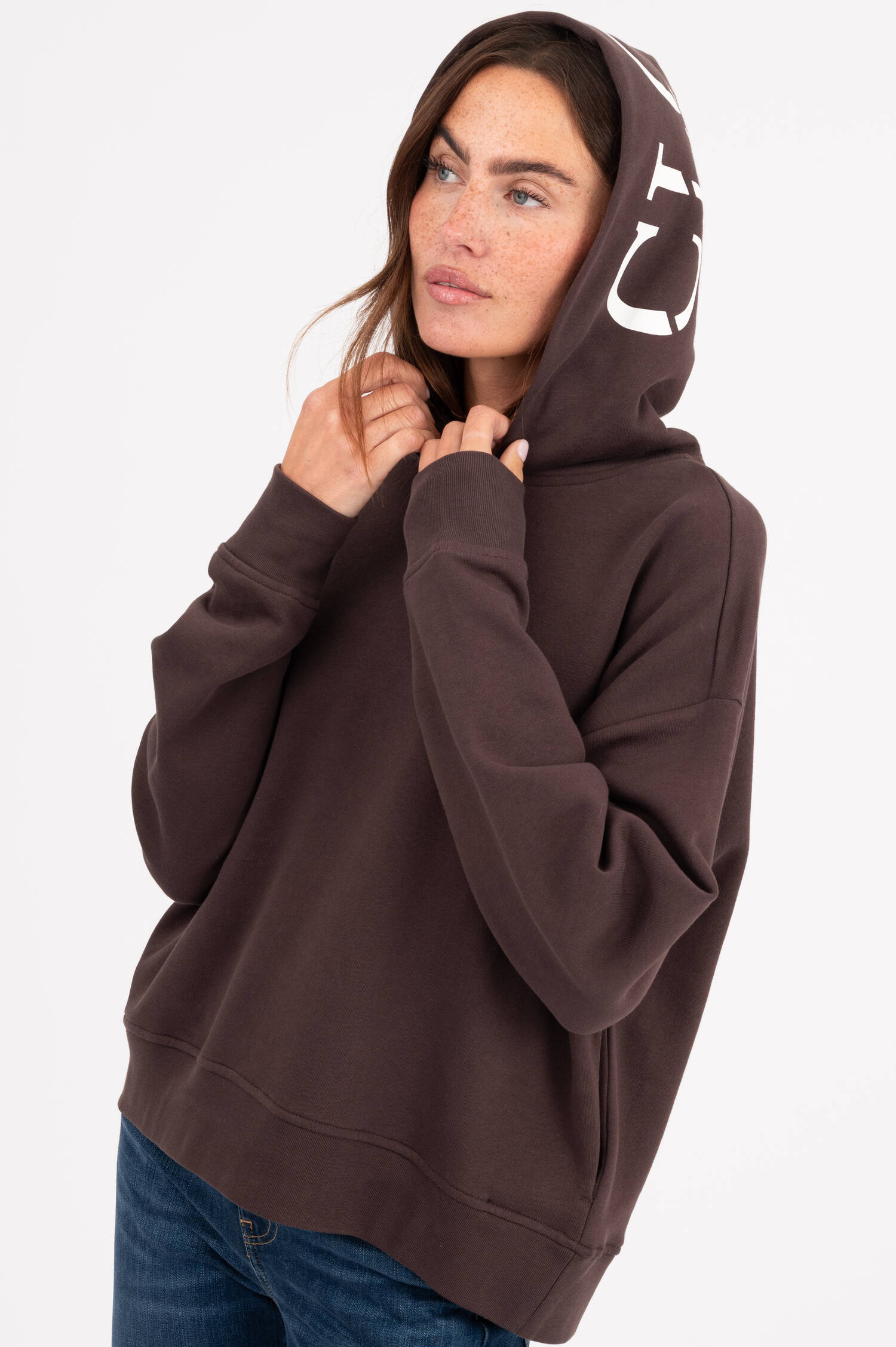 Hoodie mit Logo-Print in Braun