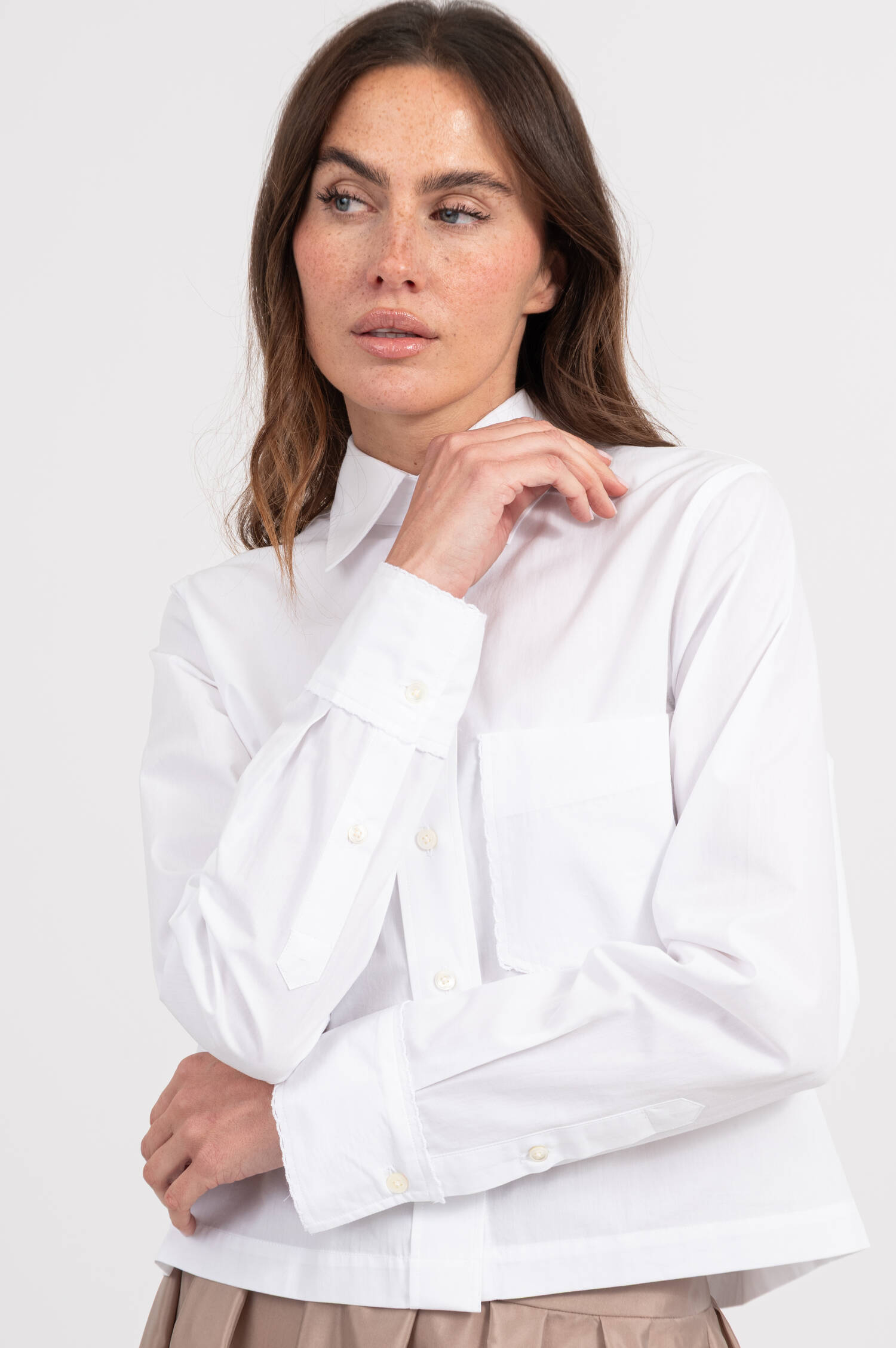 Cropped Bluse in Weiß