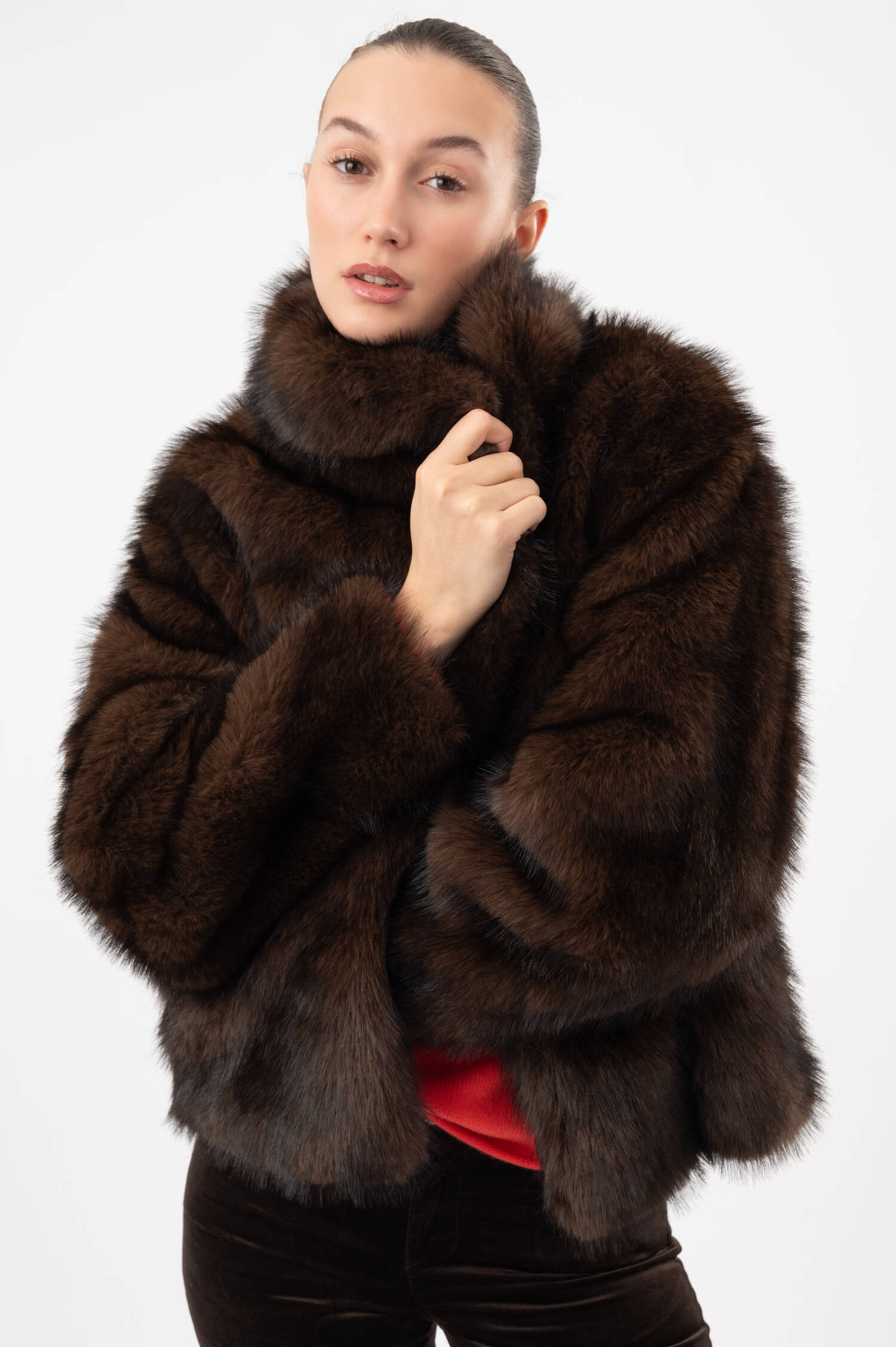 Faux-Fur-Jacke JOLEE in Dunkelbraun